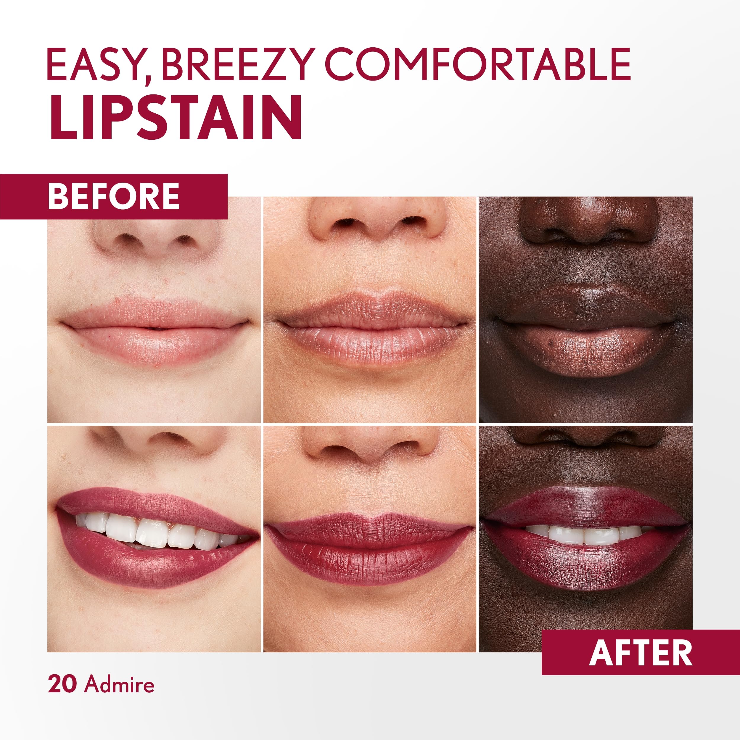 COVERGIRL Outlast, 20 Admire, Lipstain, Smooth Application, Precise Pen-Like Tip, Transfer-Proof, Satin Stained Finish, Vegan Fo