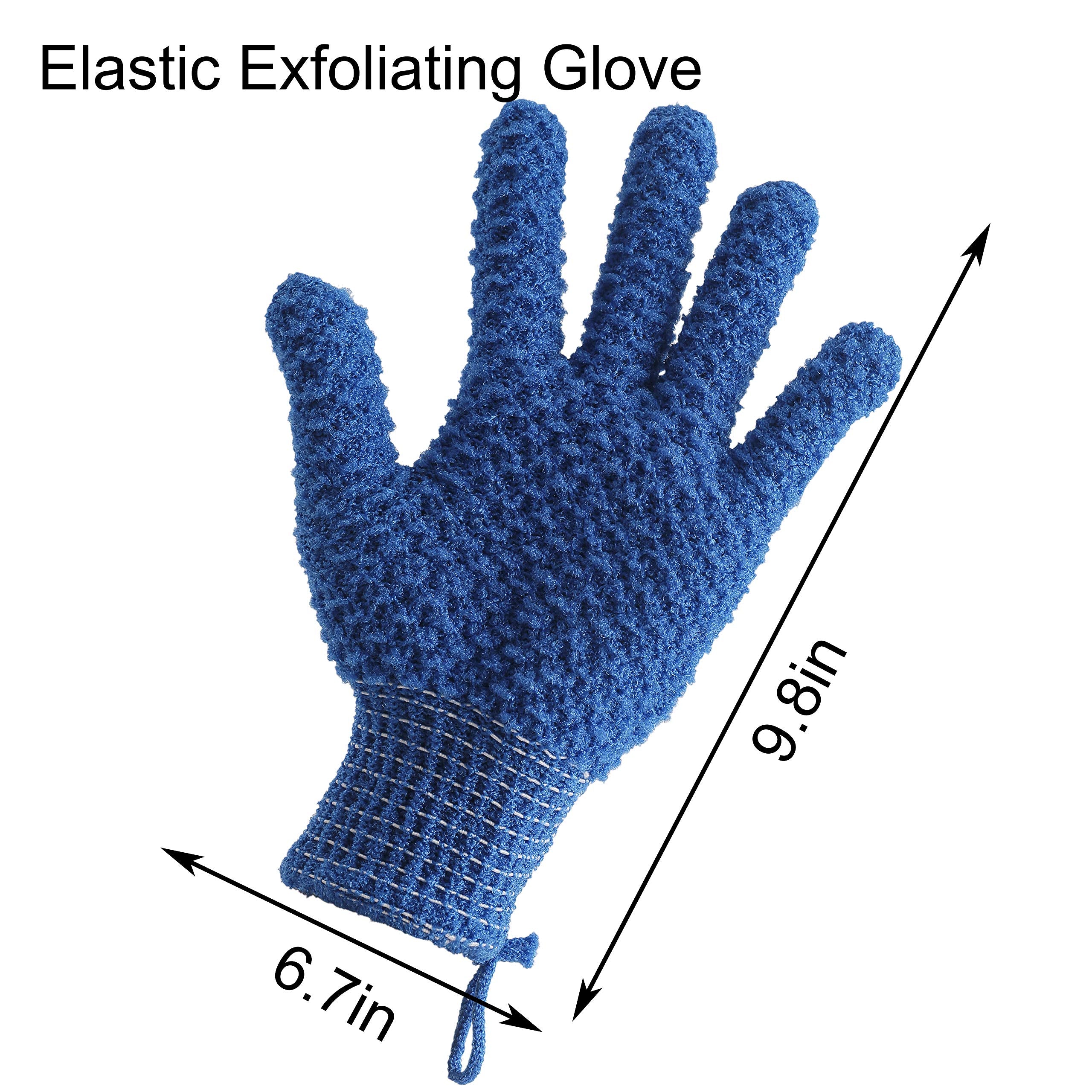 cLEEDY Bath Exfoliating gloves Scrub - 4 pcs (2 Pair) Lengthened and Large Exfoliating Scrubbing gloves for Shower, Spa, Massage