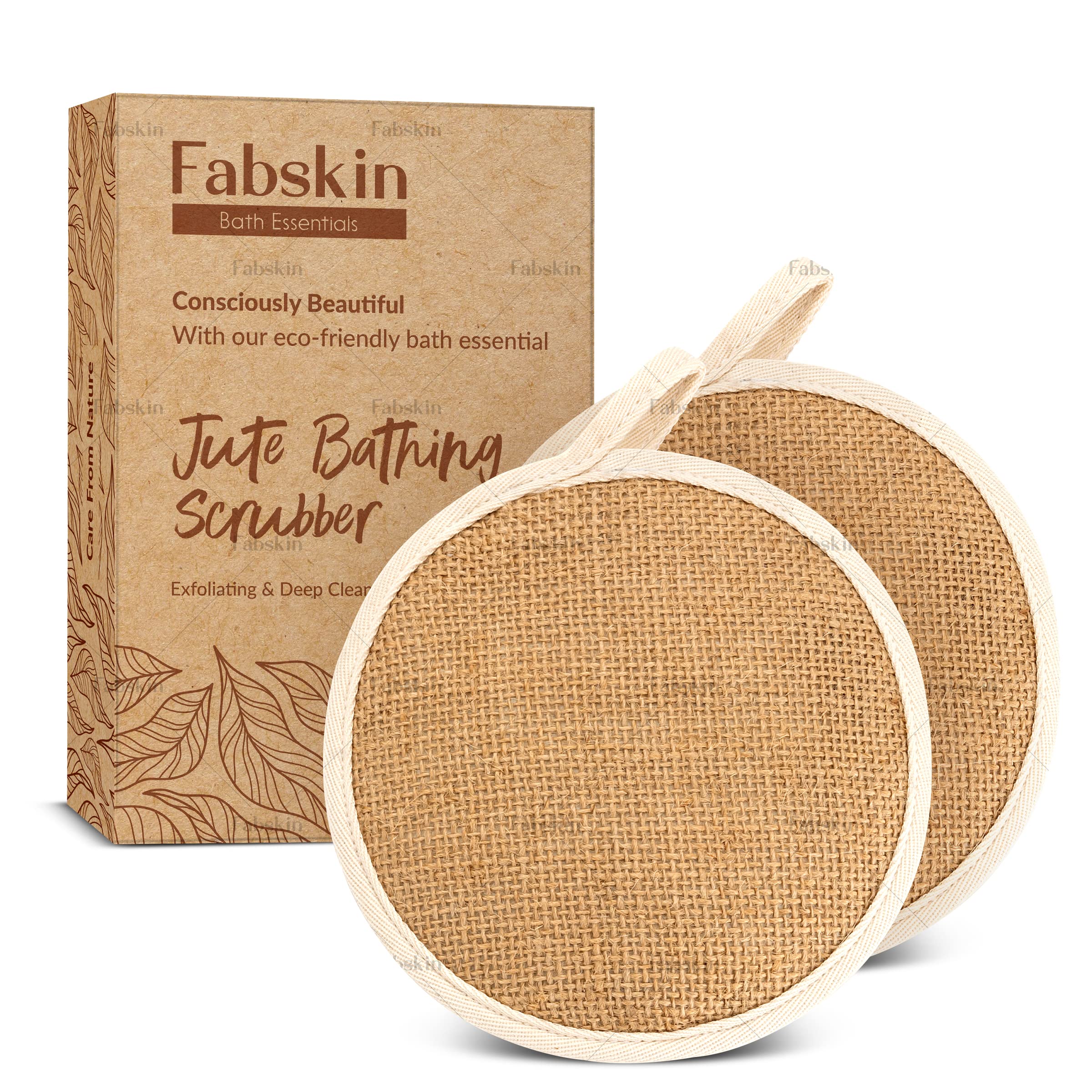 Fabskin Loofah Jute Body Scrubber For Bathing | Bath Scrub | For Men & Women | Made Of Natural Organic Jute Fabric | Exfoliating