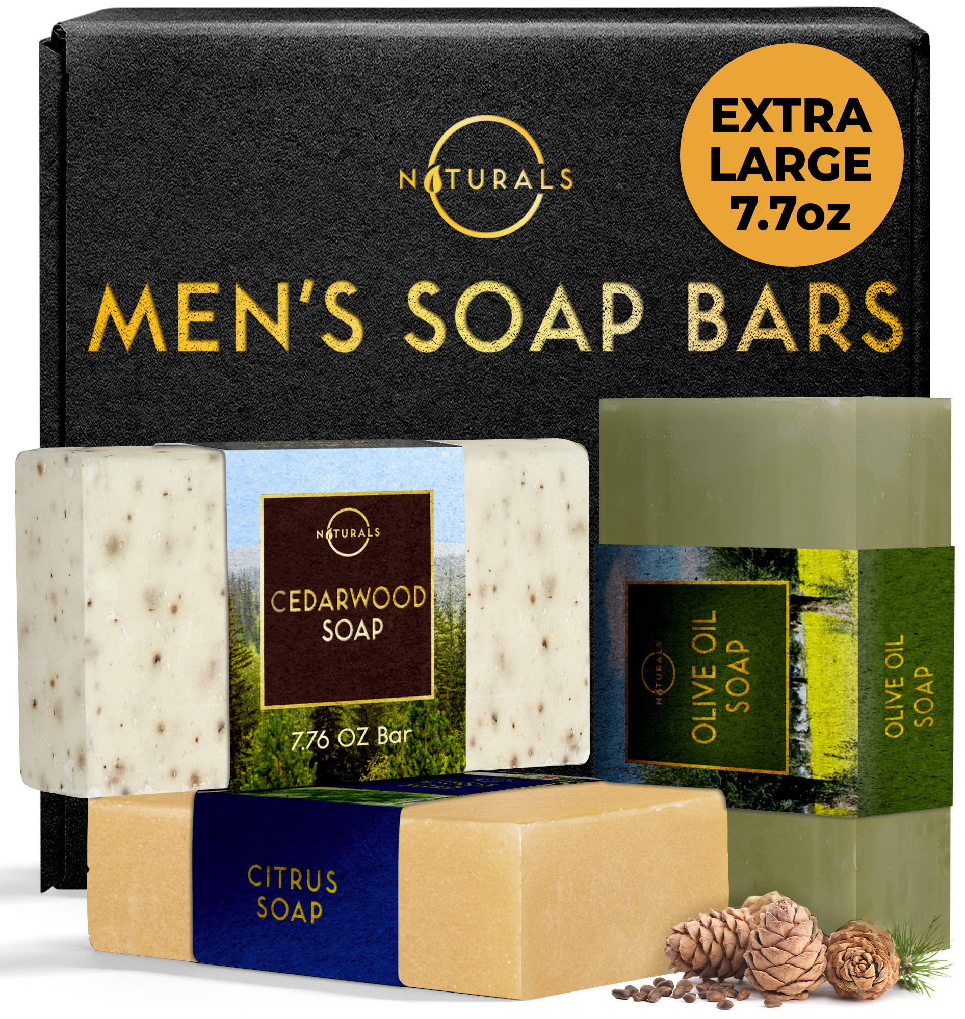 O NATURALS Bar Soap for Men - 3-Pcs Mens Soap Bar - Natural Soap - Mens Bar Soap - Men Soap - Natural Soap for Men - Organic Men