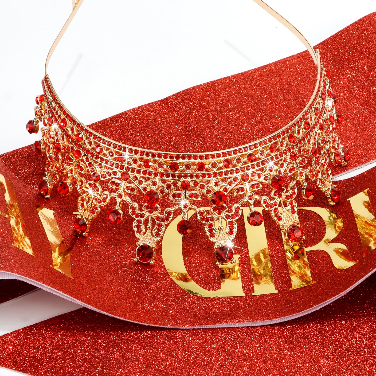 Cocide Birthday Tiara And Crown For Women Birthday Sash For Girls Birthday Decorations Set Rhinestone Headband Crystal Hair Acce