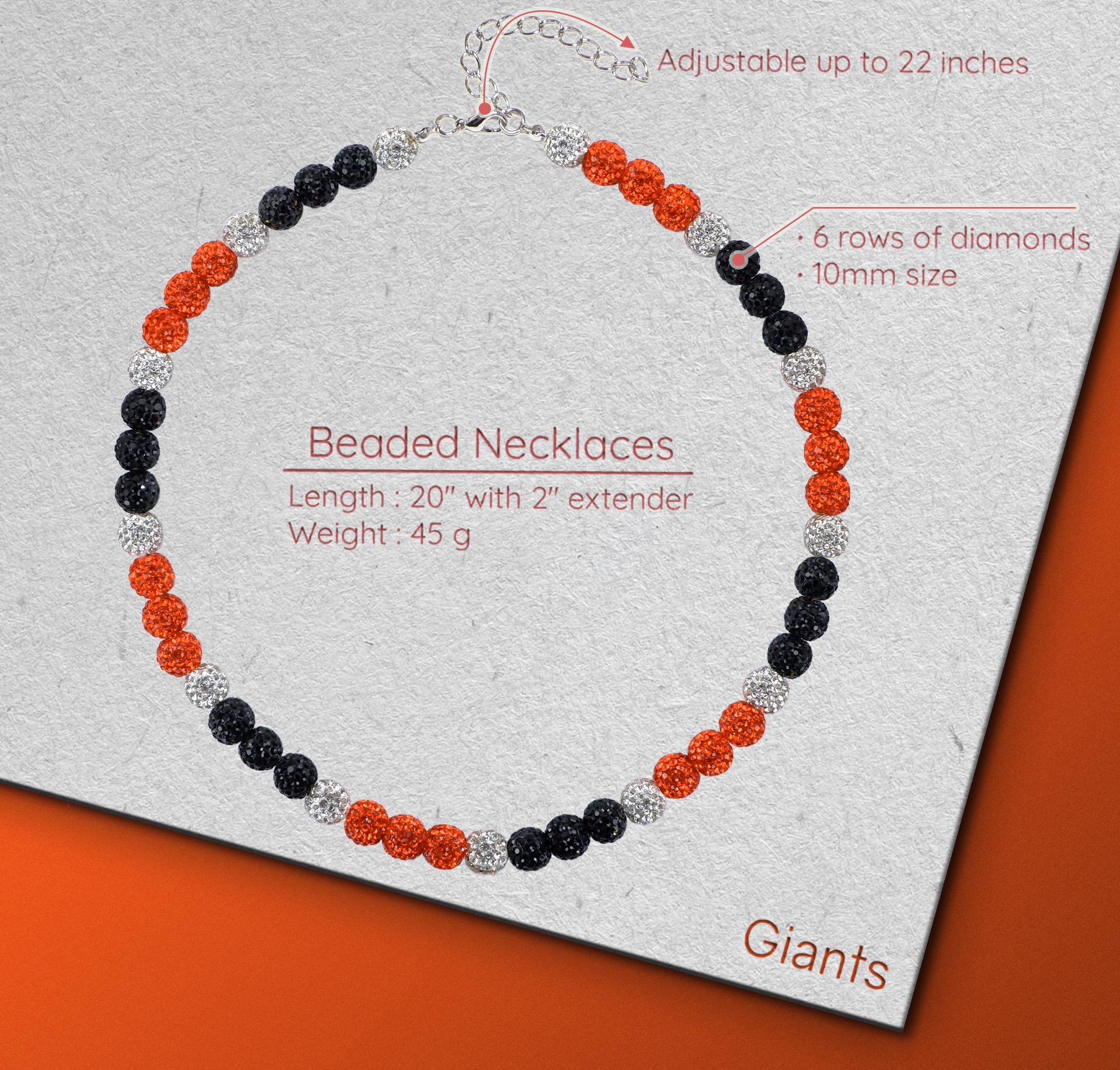 SUPBOMM Baseball Ice Necklace, Bling Beaded Necklaces, Drip Chain, League Team Colors Gifts for Men, SFGiants