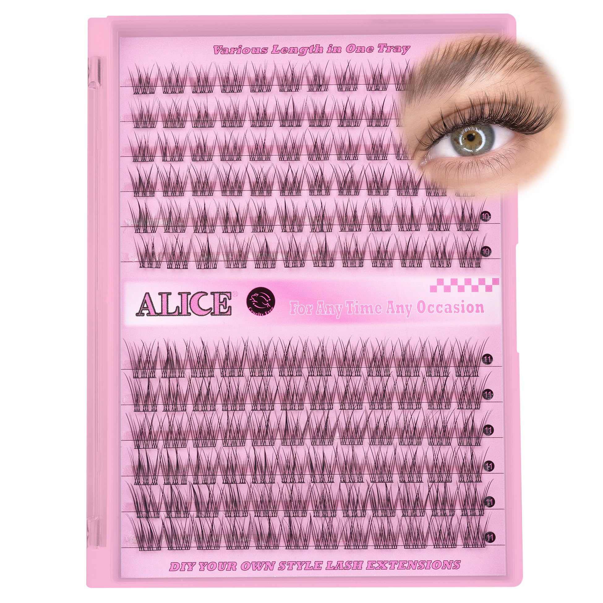 ALICE Natural Lash Clusters C Curl DIY Eyelash Extensions 9-11mm Short Individual Lashes Wispy Lash Extensions Handmade Eyelash 