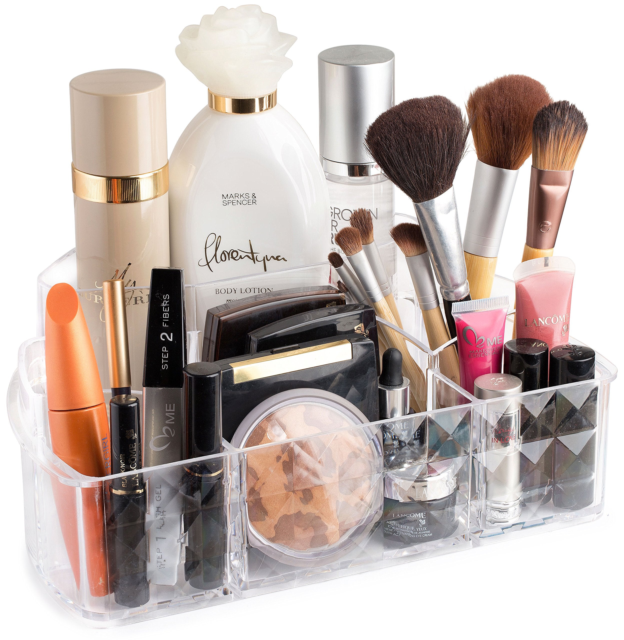 Masirs Clear Cosmetic Storage Organizer - Easily Organize Your Cosmetics, Jewelry. Looks Elegant Sitting On Your Vanity, Bathroo