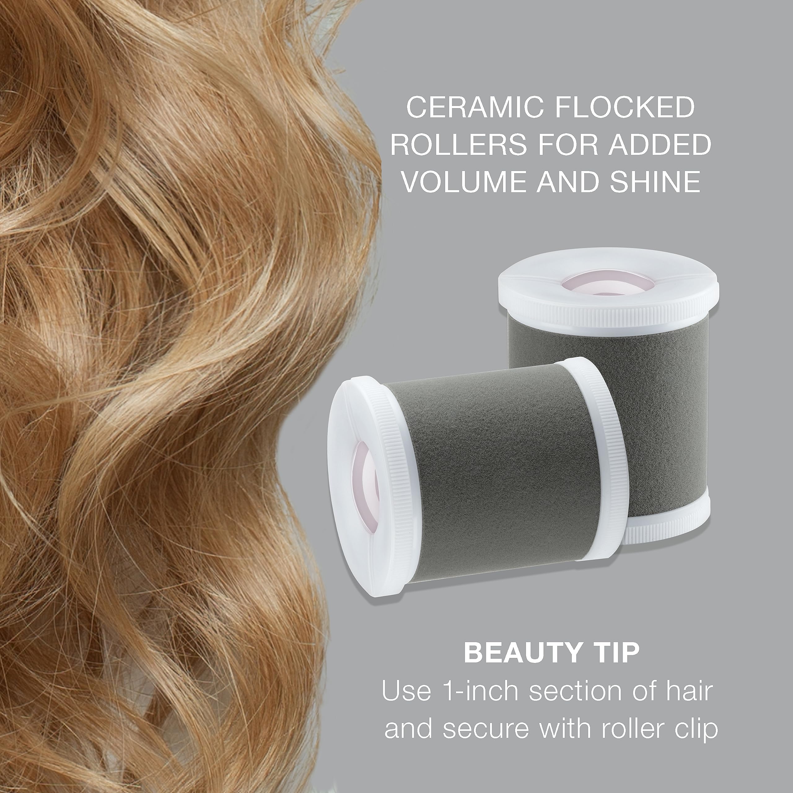 Conair Ceramic Hot Rollers For Long, Medium, And All Hair - Hair Curler - Hair Roller Clips Included - 2 Inch Rollers