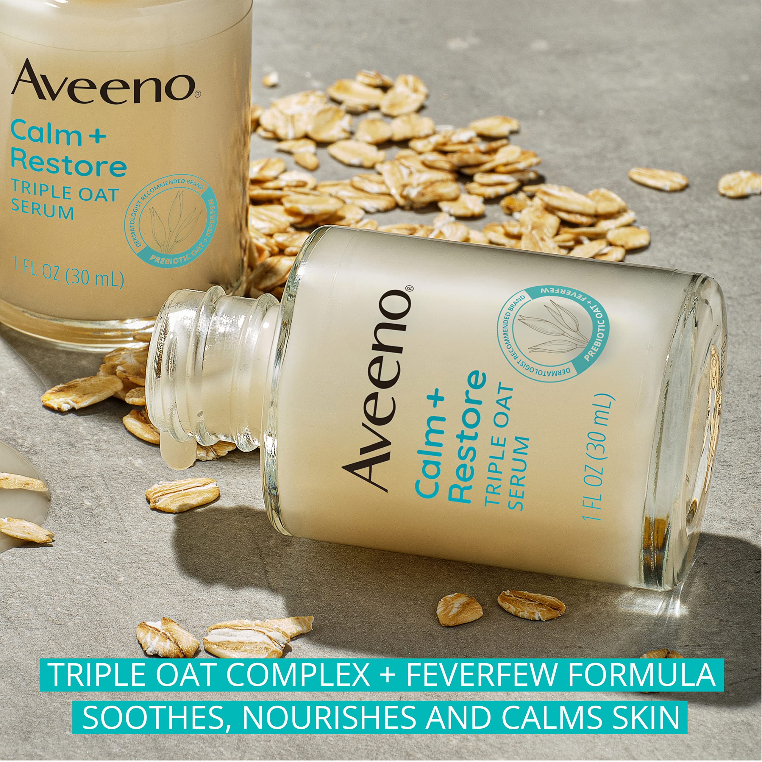 Aveeno Calm + Restore Triple Oat Hydrating Face Serum For Sensitive Skin, Gentle And Lightweight Facial Serum To Smooth And Fort