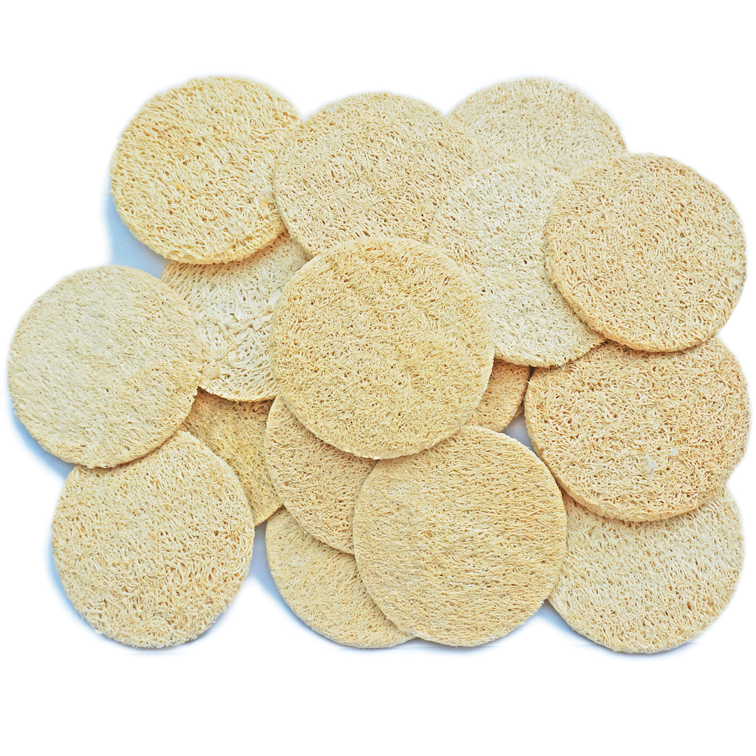 18 Pack Natural Loofah Sponge Exfoliating Face Pads - Facial Body Scrubbers Pad - When Bath Shower And Spa - Loofa Sponges Brush