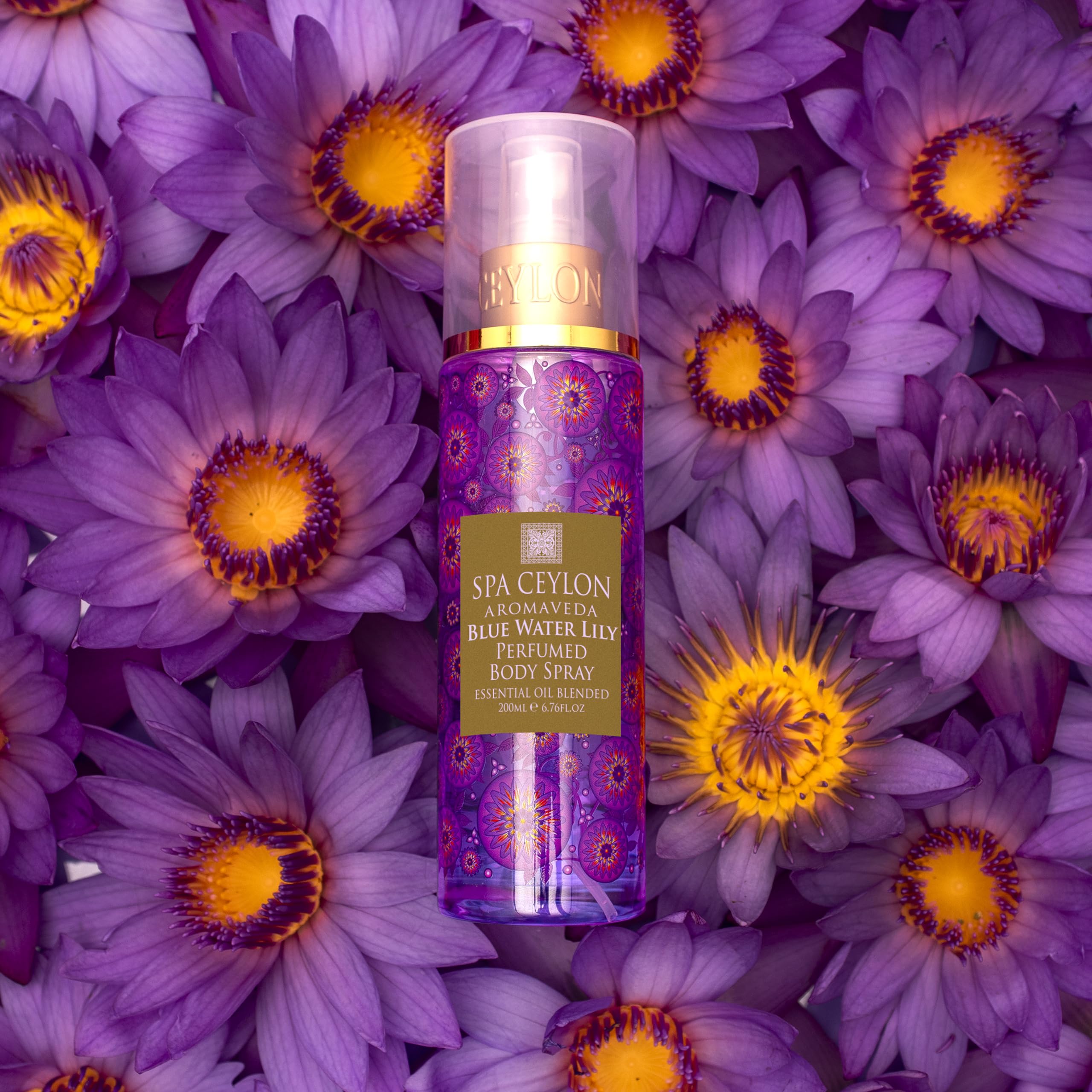 SPA CEYLON Blue Water Lily Body Spray, Aquatic Fruity Floral Mist for Women, Ethereal Scent with Musk, Amber & Vanilla