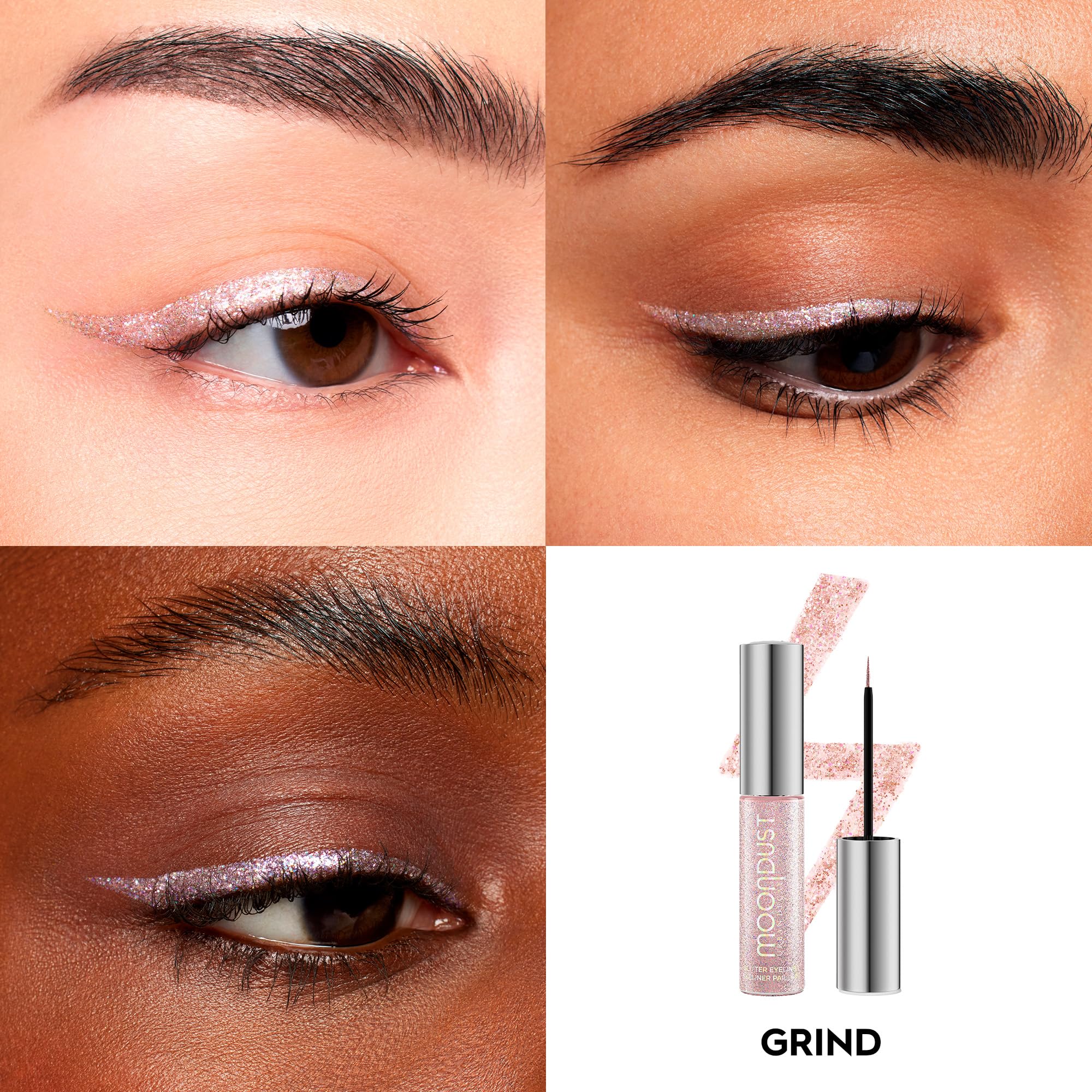 URBAN DECAY Moondust Liquid Glitter Eyeliner - Grind Light Pink Iridescent Glitter, 0.25 fl oz, Sparkly Eye Liner, No Fallout