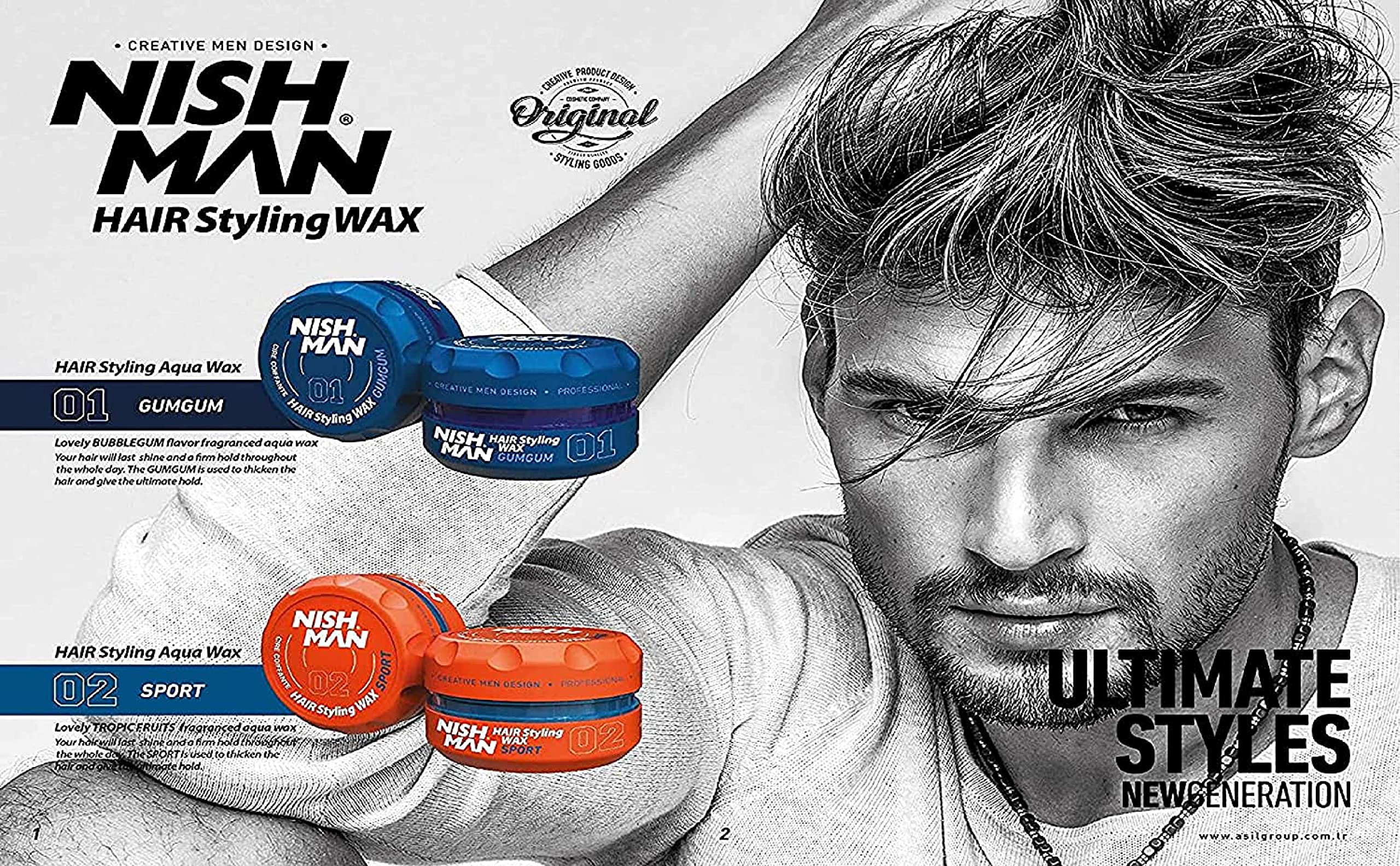 nishman Hair Styling Series (01 Gum Gum AQUA WAX, 150ml)
