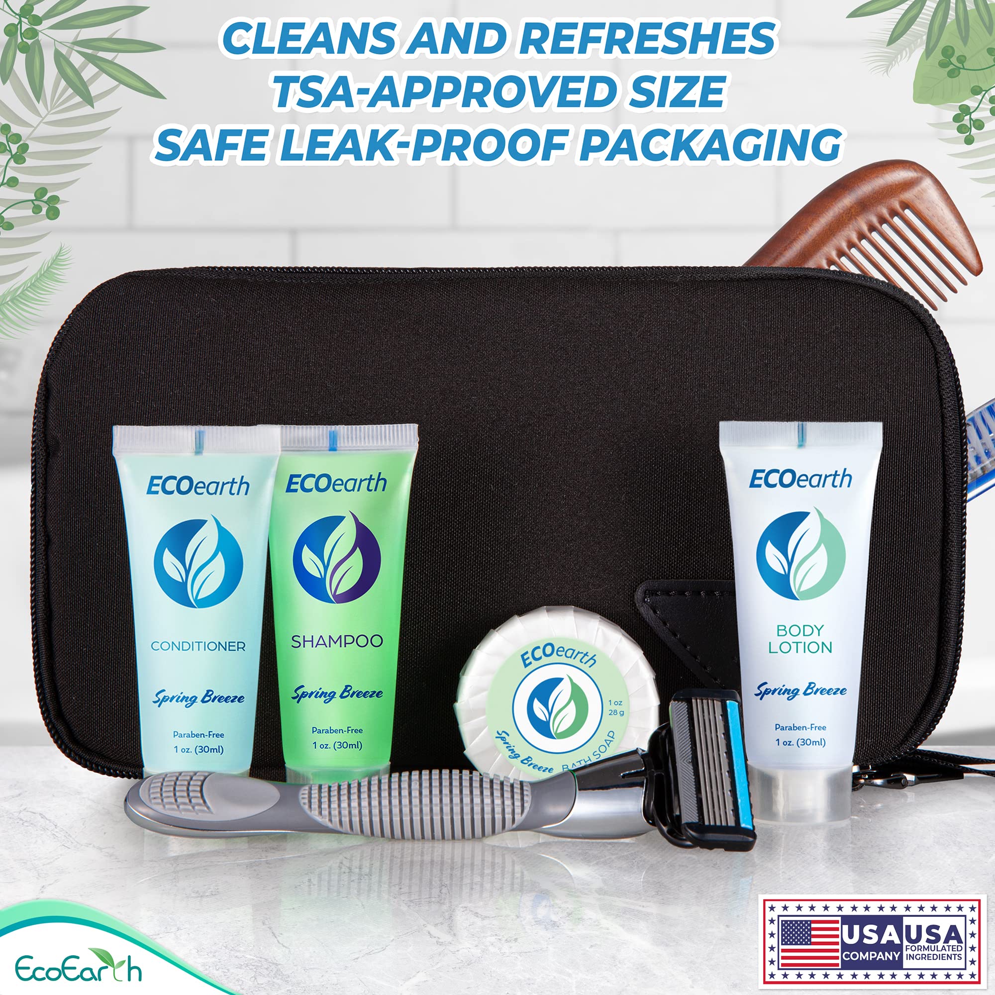 'Ecoearth Quality Small Travel Size Conditioner (1 Fl Oz, 100 Pk, Spring Breeze), Delight Your Guests With Revitalizing And Ref