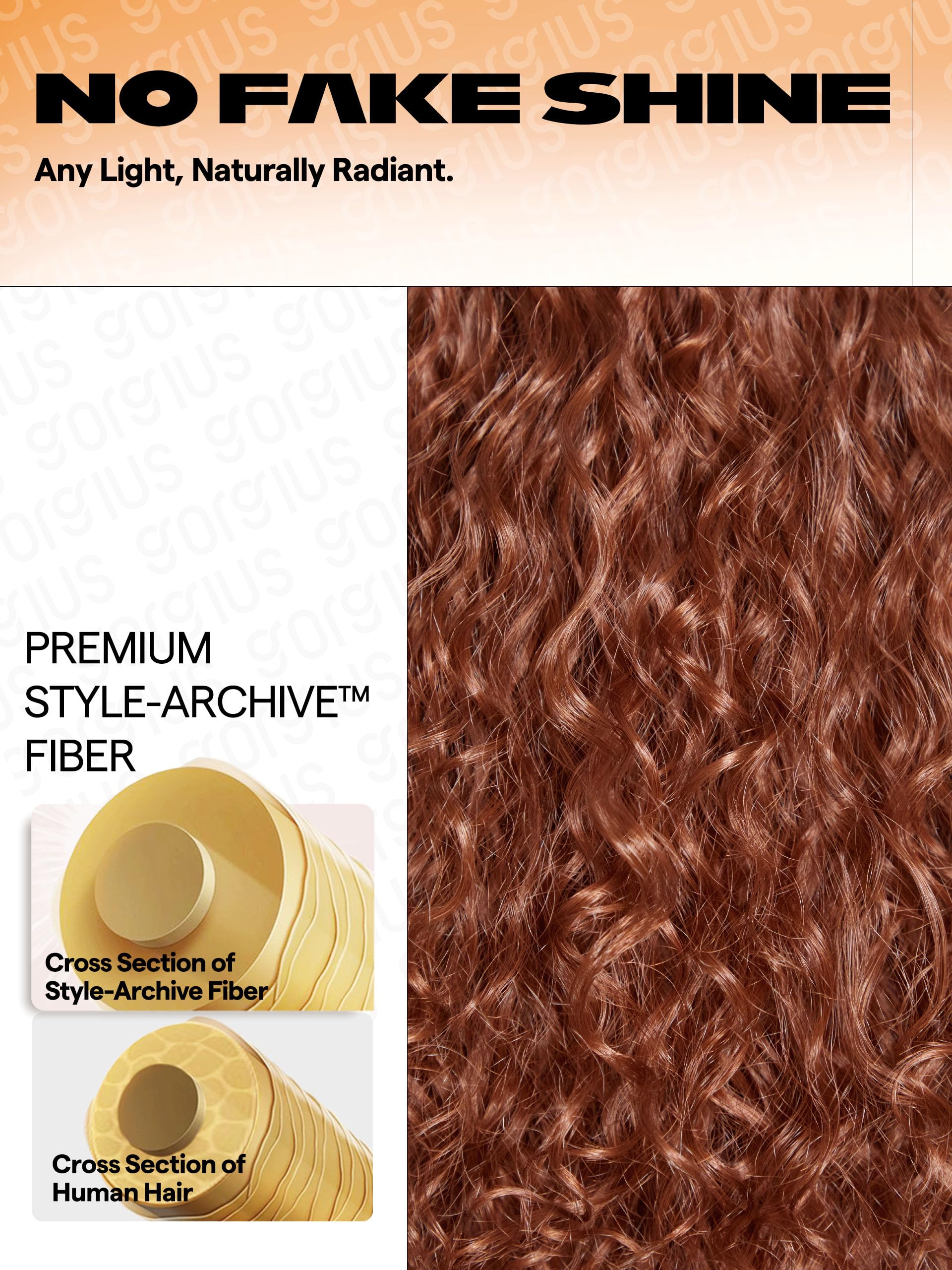 Gorgius Ginger Brown Curly Lace Front Wig Pre Cut Glueless Highlighted Synthetic Wig Deep Curl Middle Part Lace Wig Upgraded Wit
