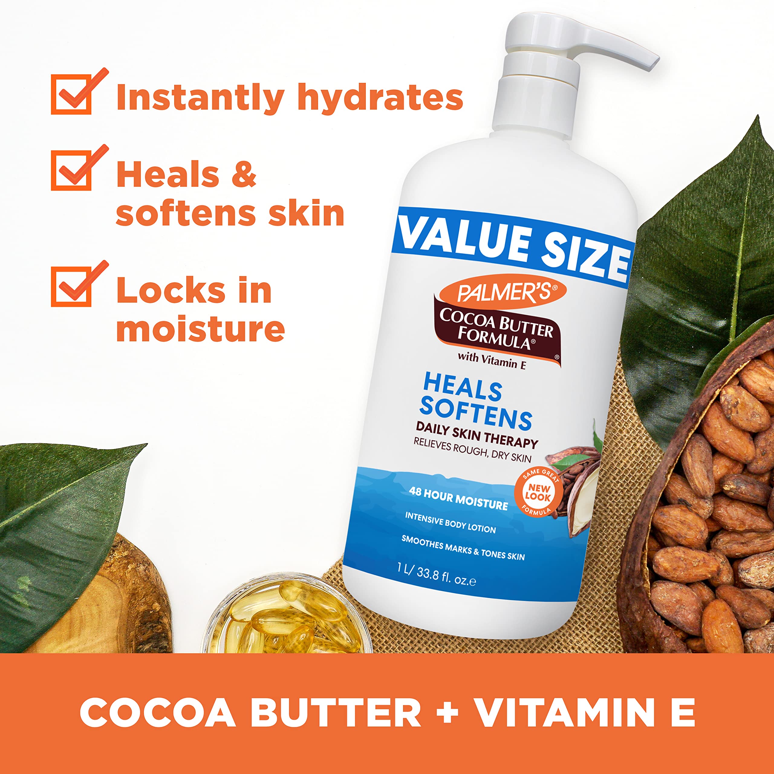 Palmer'S Cocoa Butter Formula Daily Skin Therapy Body Lotion, Pump Bottle, 33.8 Ounces (Pack Of 2)