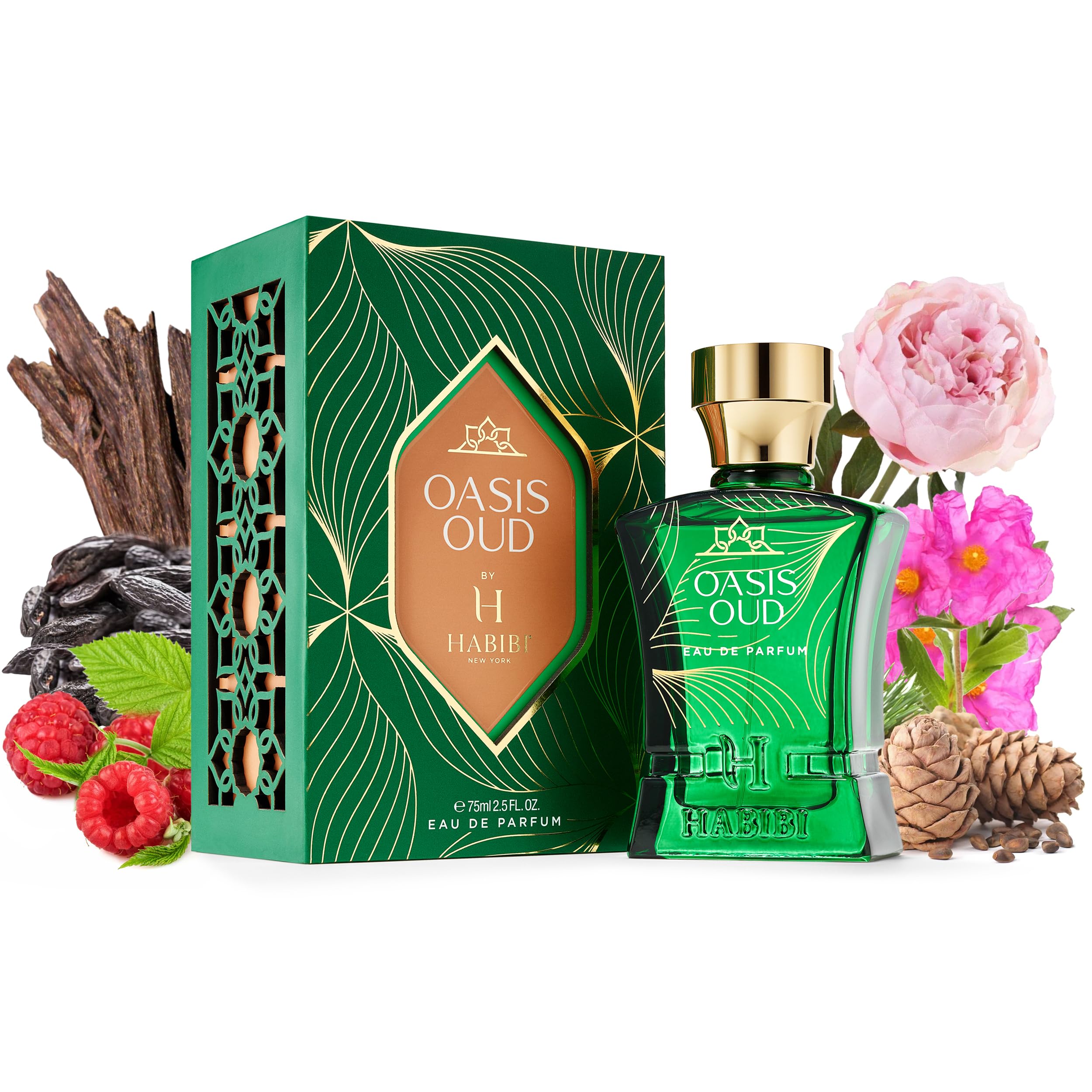 H HABIBI Oasis Oud Arabian Perfume for Men & Women - Fresh, Green, Earthy Niche Men's & Women's Eau de Parfum -Notes of Oud, Ton