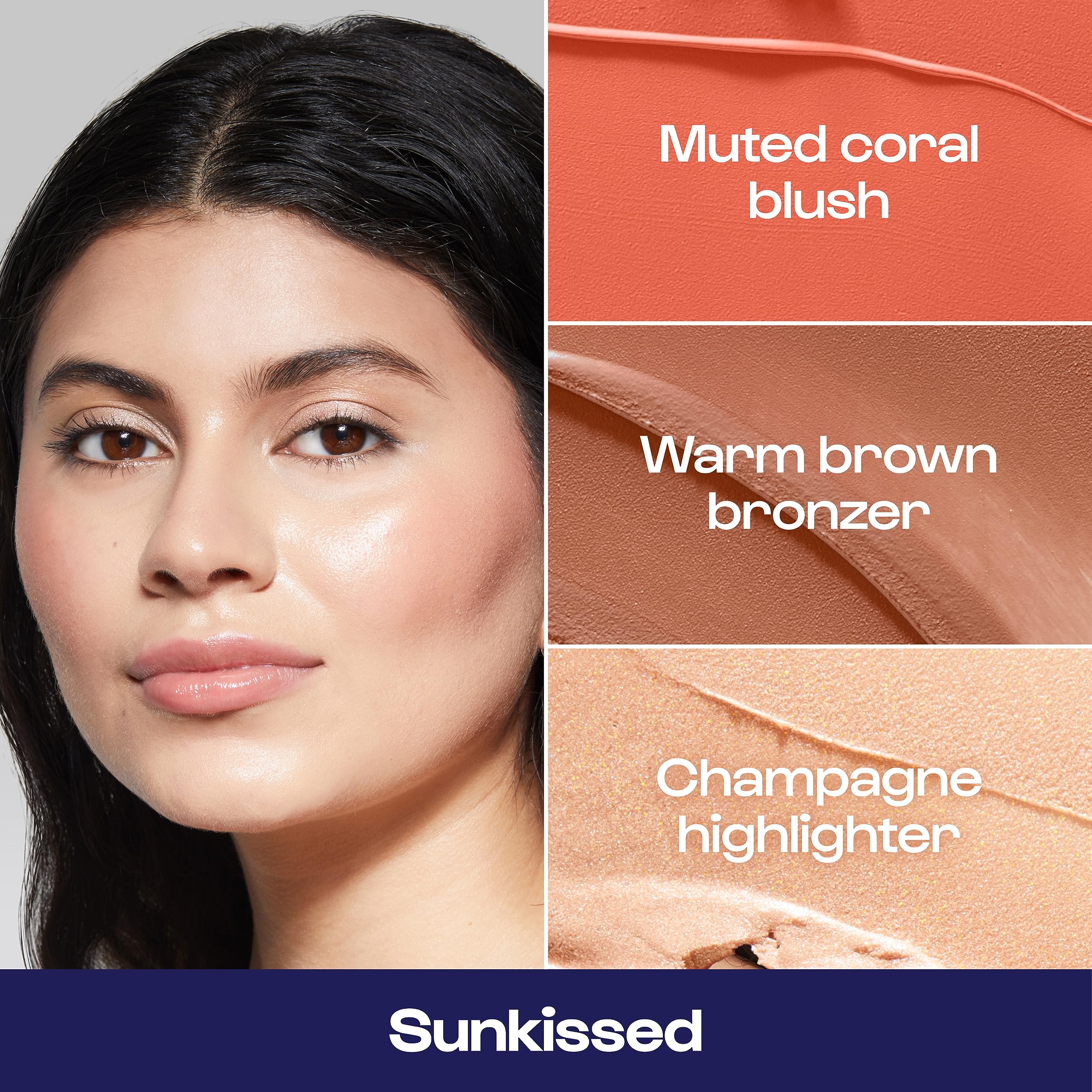 Alleyoop Stack The Odds - Multi-Use Face Palette -Sunkissed - Blush, Contour/Bronzer, Highlight And Mini Mirror - Blendable Crea