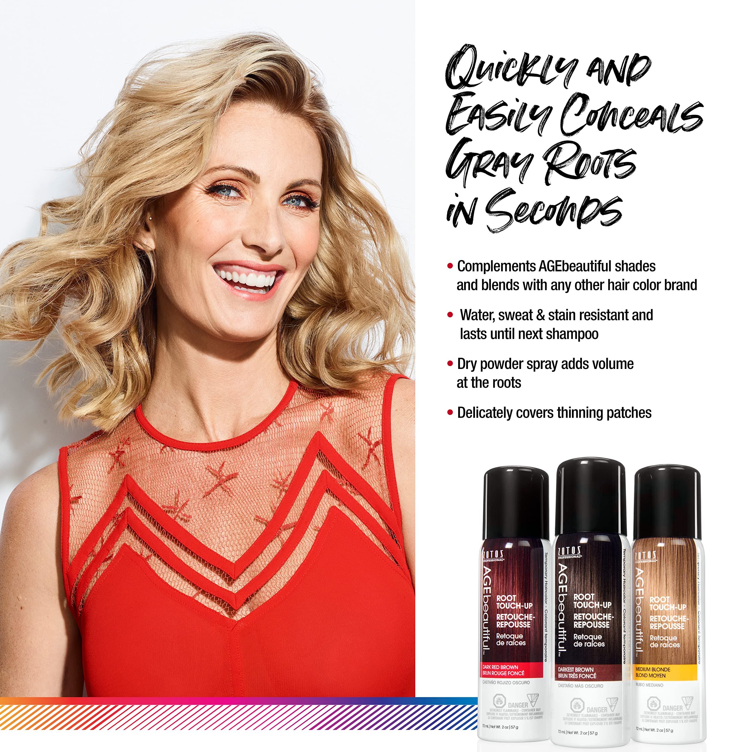 Age Beautiful Root Touch Up Hair Color Spray | Touch-Up Gray Concealer | Temporary Cover Up | Adds Volume & Covers Thinning Patc