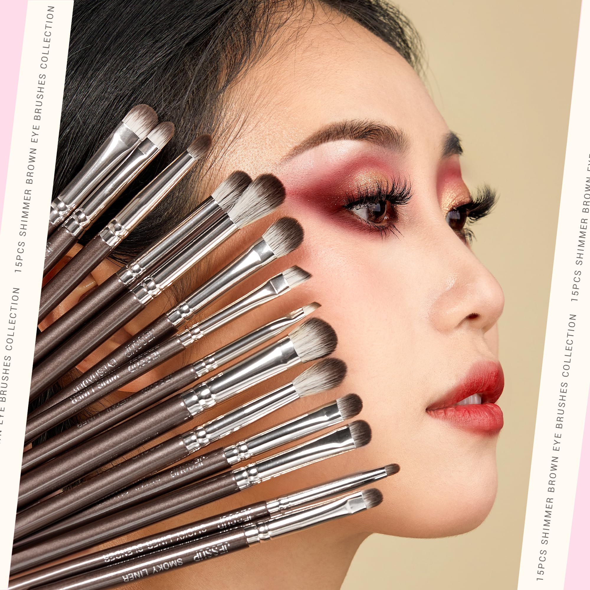 Jessup Eye Makeup Brushes Set Professional 15Pcs Brown Eyeshadow Brush Eyebrow Concealer Eyeliner Blending Brush For Makeup Prem