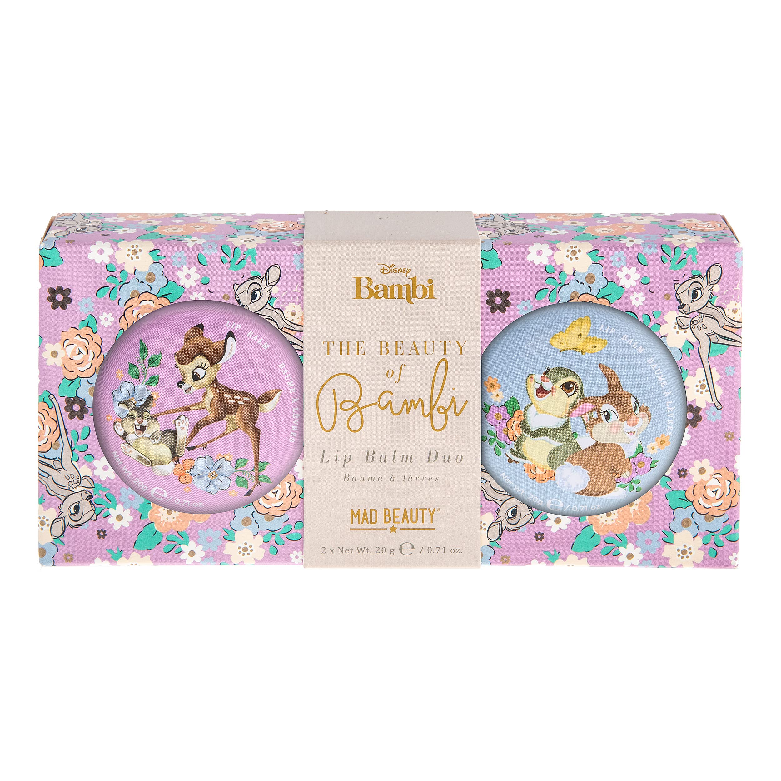 Mad Beauty Disney Beauty of Bambi Lip Balm Duo | Cruelty-Free Cosmetics | Strawberry & Vanilla Scented | Skincare Gifts for Wome