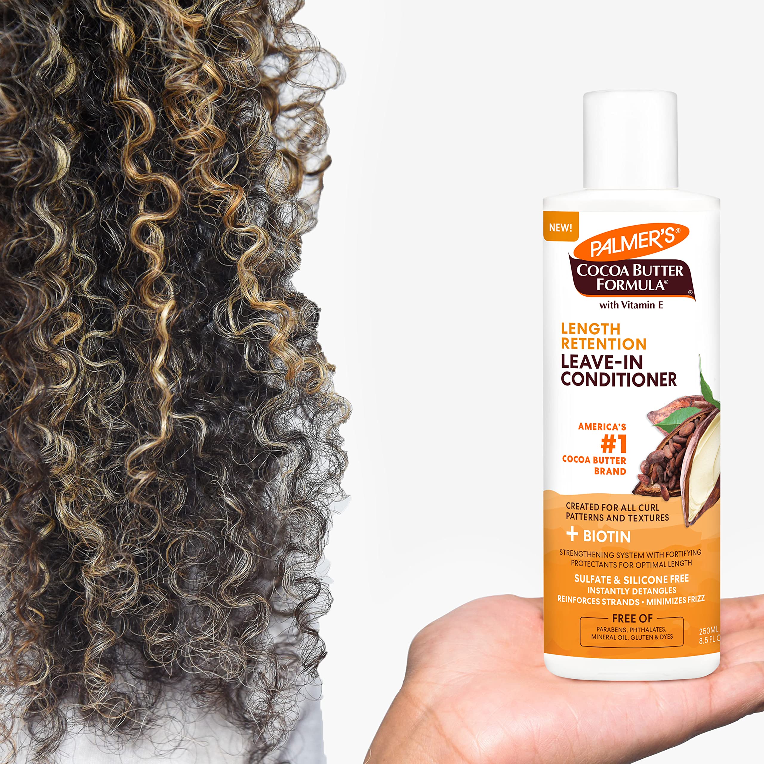 Palmer's Cocoa Butter & Biotin Length Retention Leave-In Conditioner, Instant Detangler, Soften and Strengthen Textured and Curl