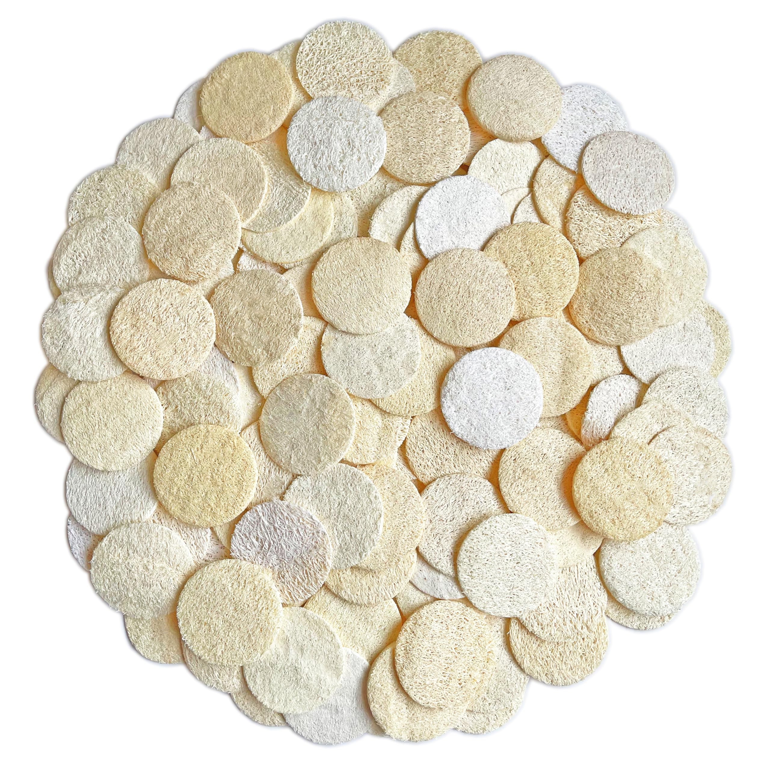 108 Pack Natural Loofah Sponge Exfoliating Face Pads - Facial Body Scrubbers Pad - When Bath Shower And Spa - Loofa Sponges Brus