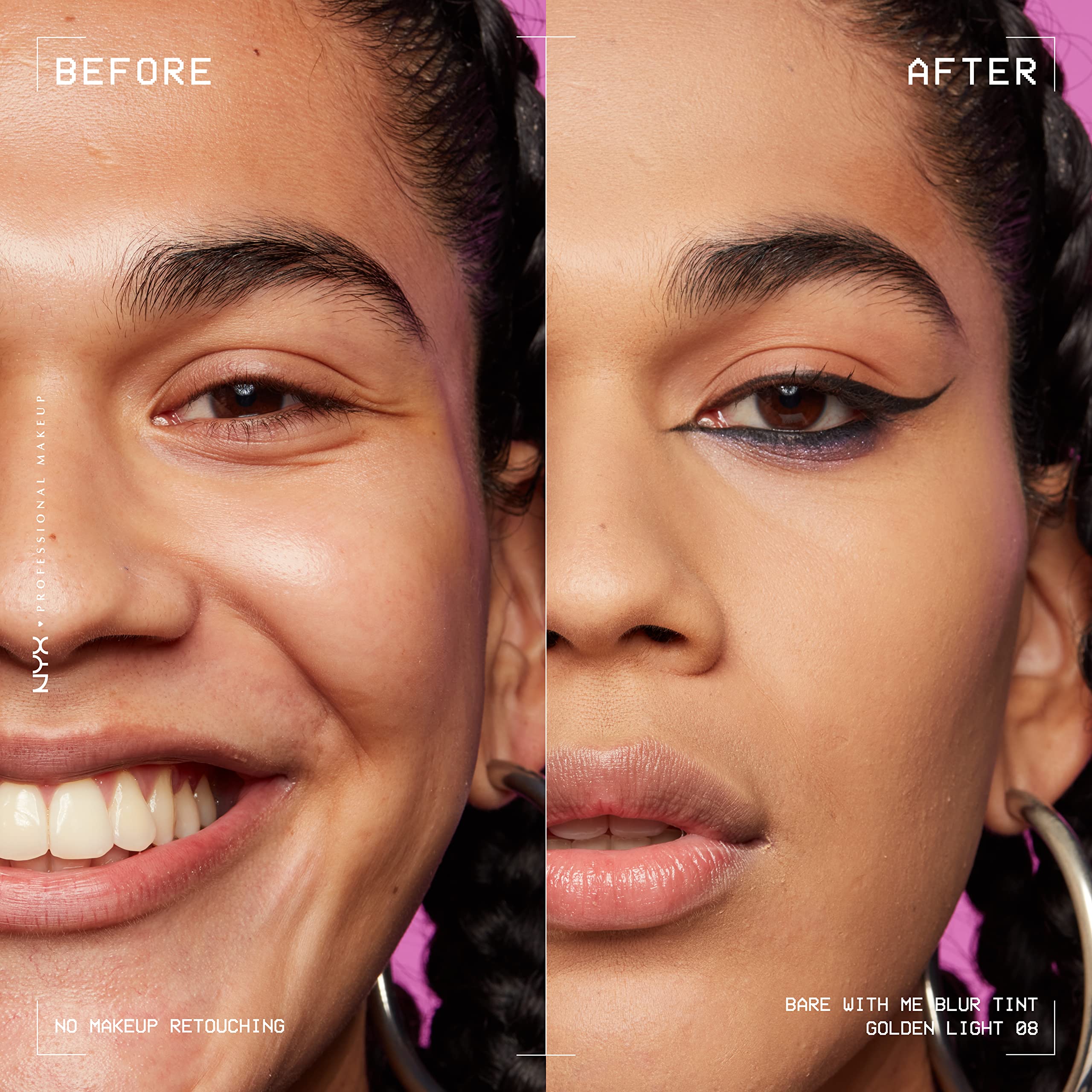 NYX PROFESSIONAL MAKEUP Bare With Me Blur Skin Tint Foundation Make Up with Matcha, Glycerin & Niacinamide - Golden Light