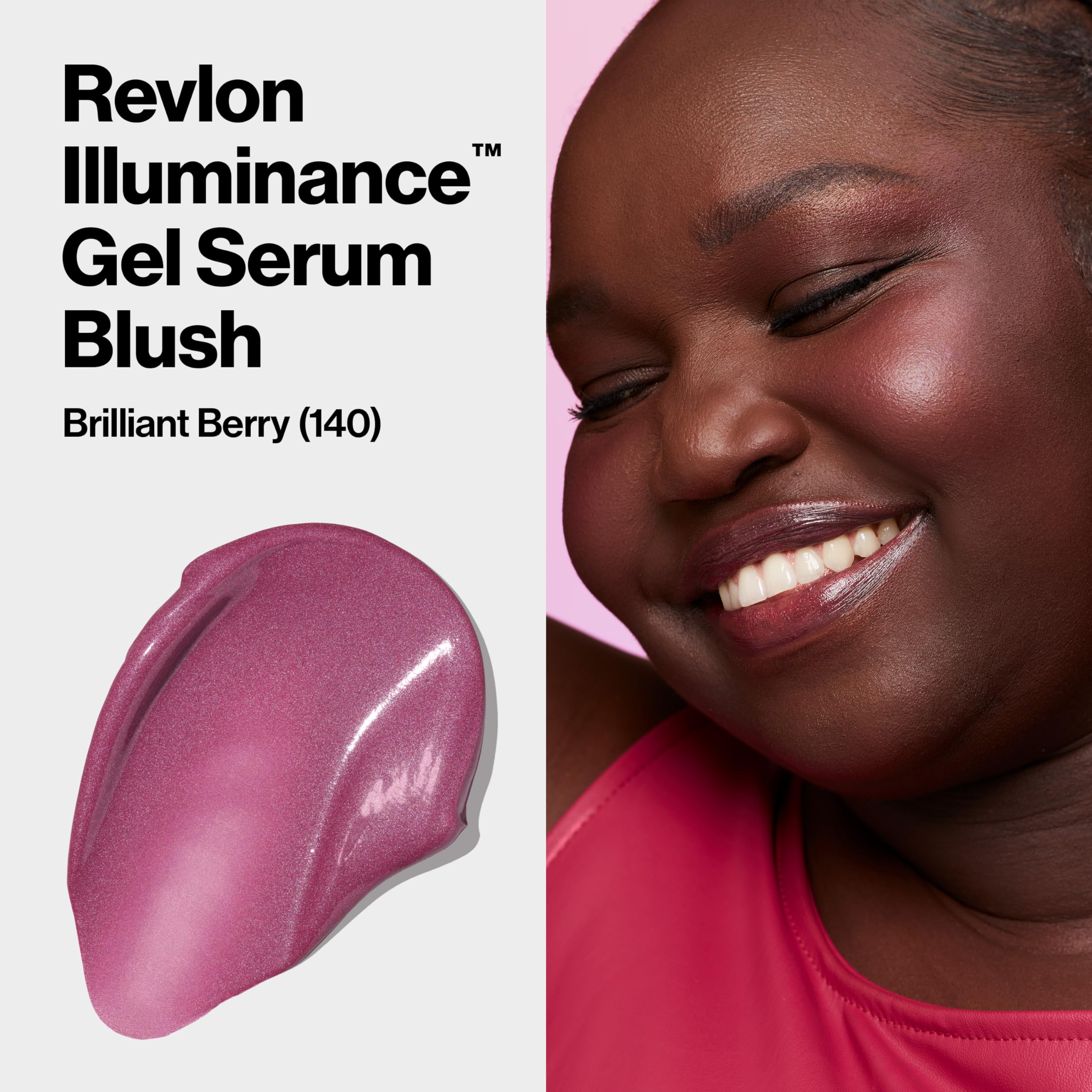 Revlon Illuminance Gel Serum Blush, Visibly Plump Cheeks, Dewy Finish And Hydrates All Day, 140 Brilliant Berry, 0.37 Fl Oz.