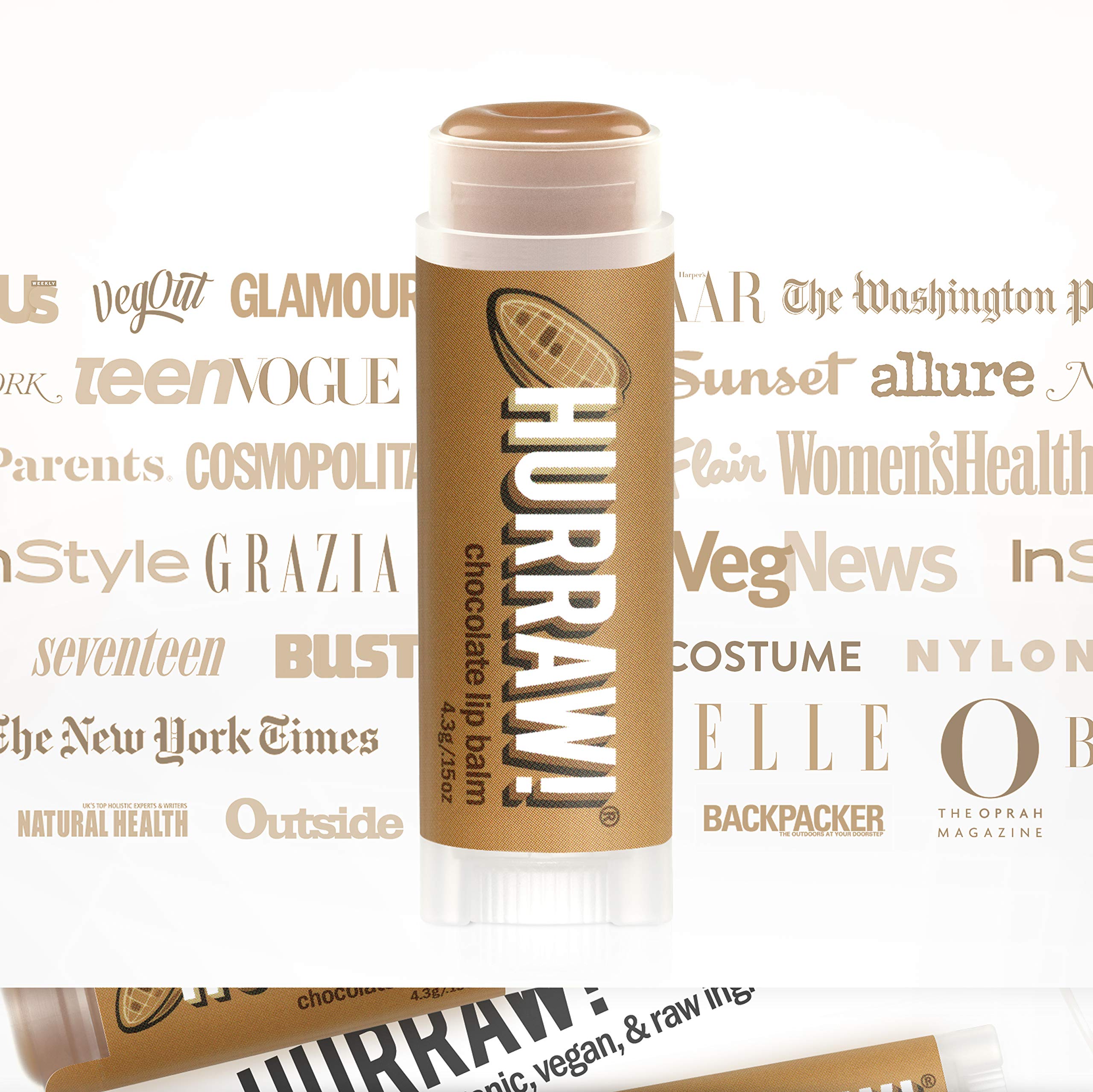 Hurraw! Chocolate Lip Balm: Organic, Certified Vegan, Cruelty and Gluten Free. Non-GMO, 100% Natural Ingredients. Bee, Shea, Soy