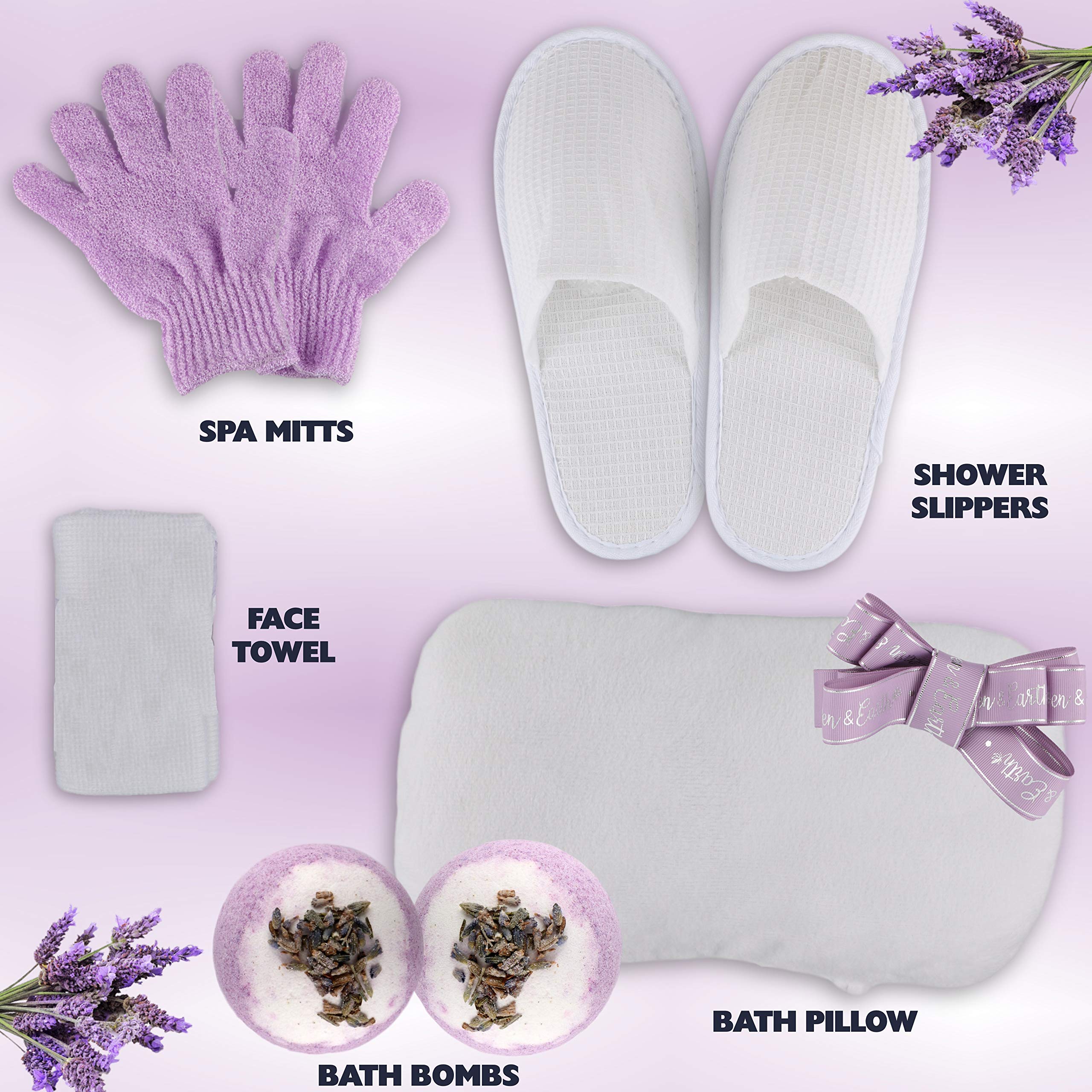 Valentines Gift Baskets for Women Spa Day! Natural Lavender Chamomile Spa Bath Sets for Women Gift Infused with Essential Oils.