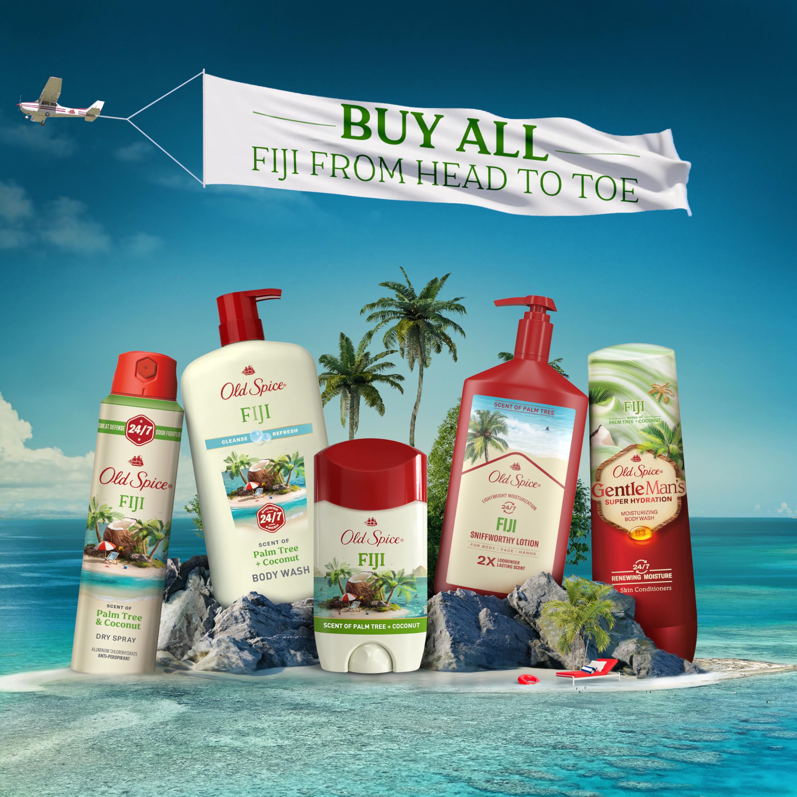 Old Spice Men 's Antiperspirant & Deodorant Fiji with Palm Tree, 2.6oz (Pack of 3)