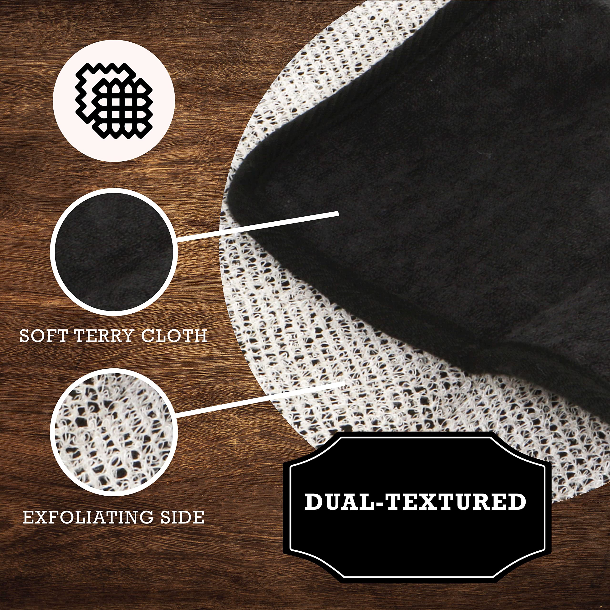 Evriholder The Rustic Man Wash Cloths, Exfoliating Bath Product, Black, Pack Of 3