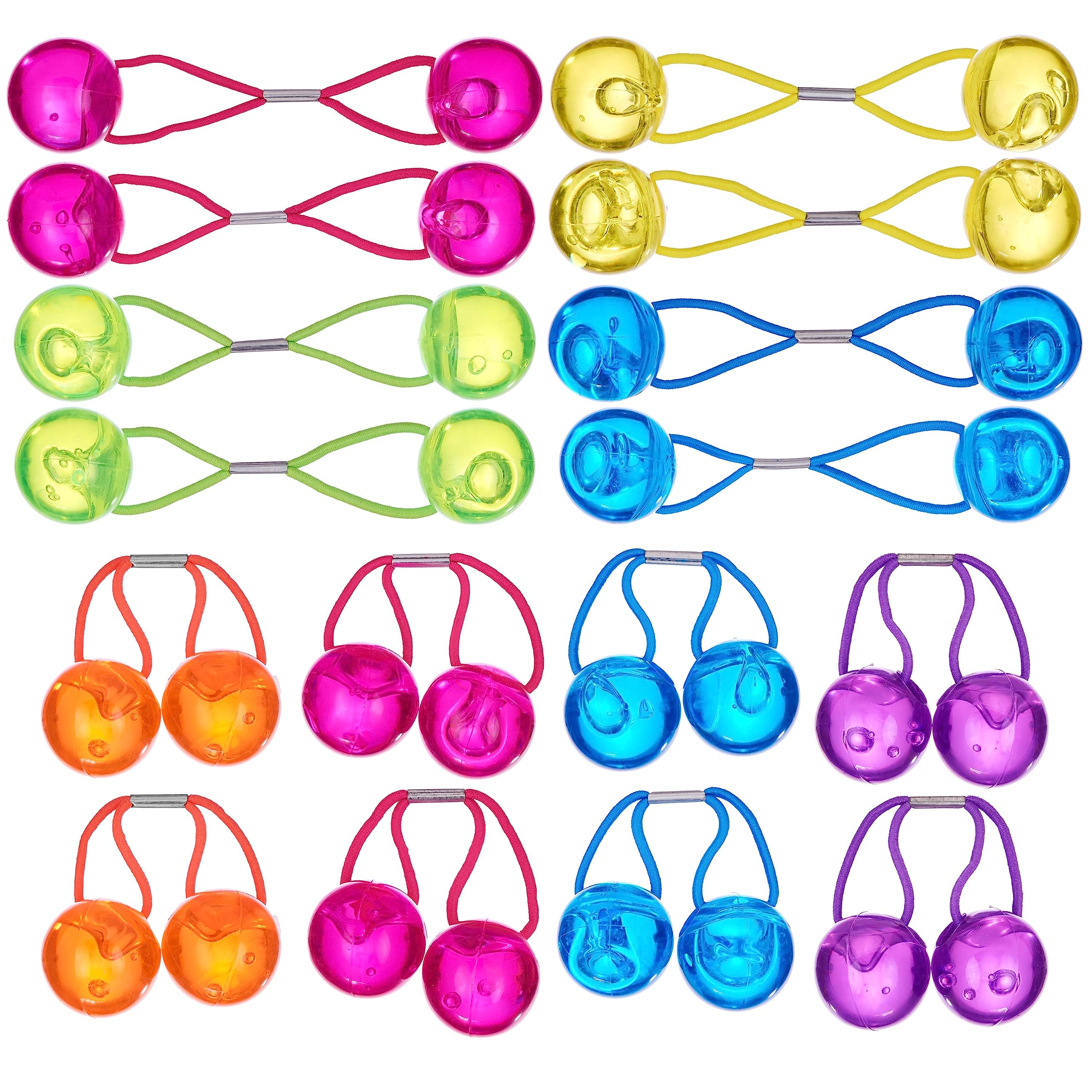 Expressions 16pc Ponytailers Large Round Ponytail Balls Twin Bead Hair Elastics Bright Multicolored Twin Hair Beads Bauble Hair