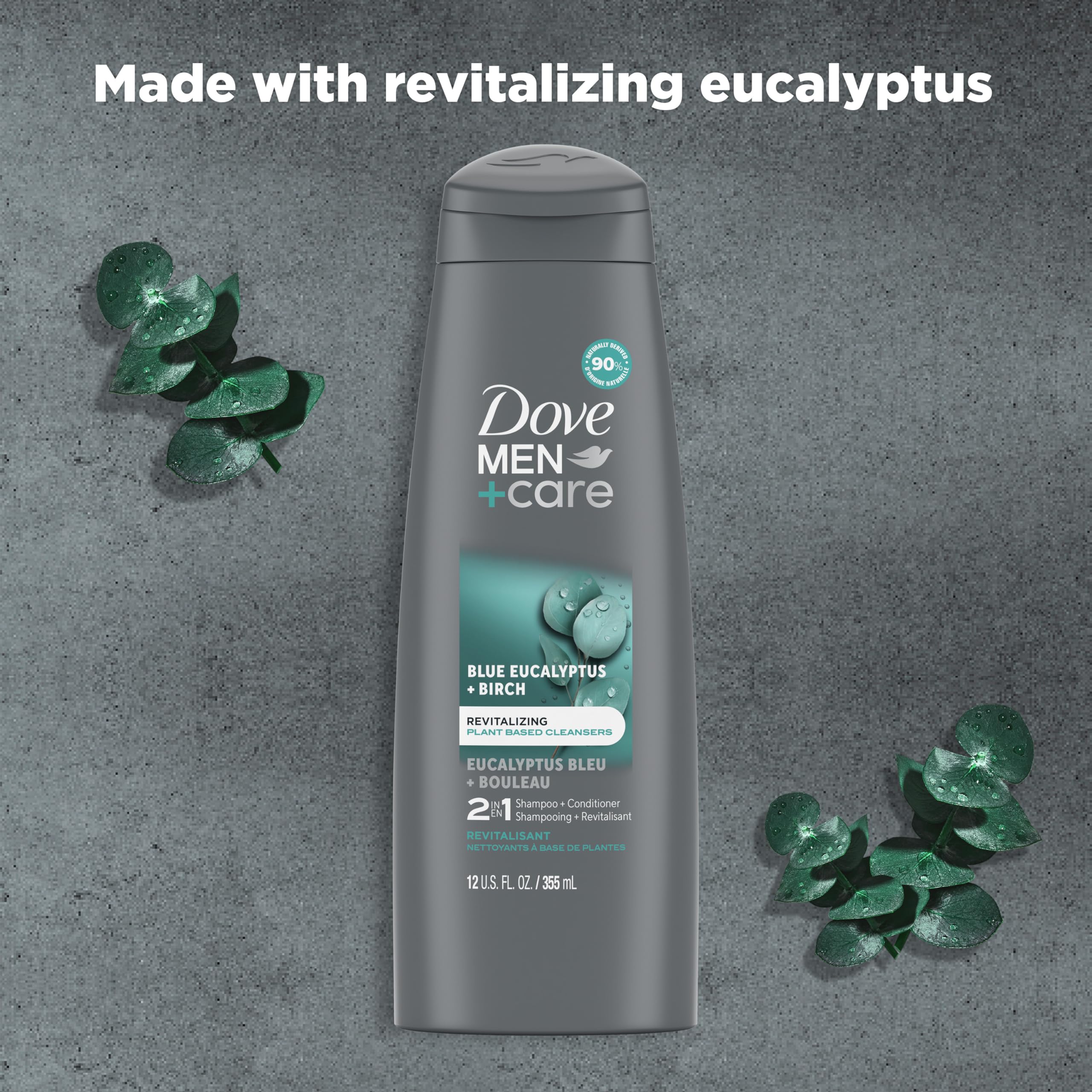 Dove Men+Care 2 In 1 Shampoo & Conditioner Eucalyptus & Birch For Healthy-Looking Hair Naturally Derived Plant Based Cleansers 1