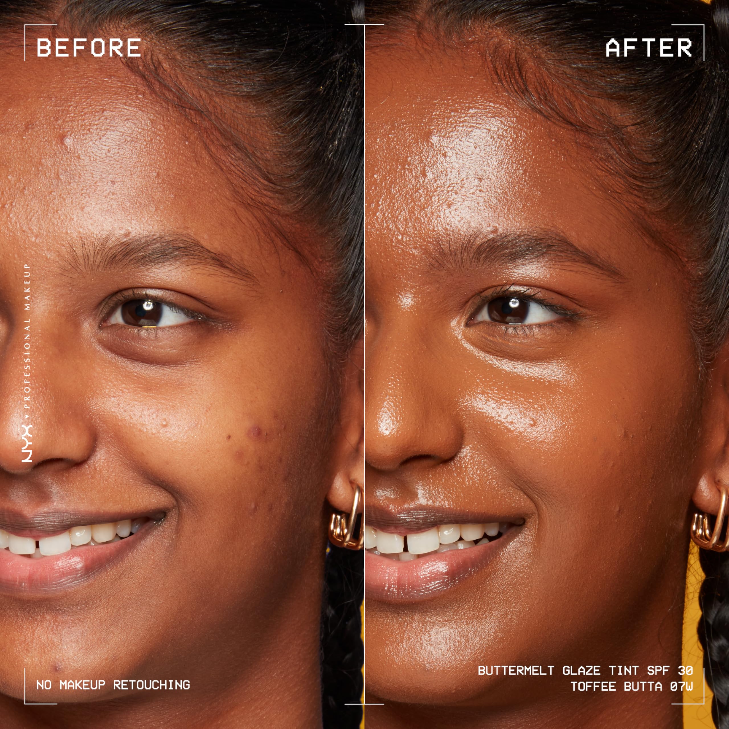 NYX PROFESSIONAL MAKEUP Buttermelt Glaze Soft Glow Skin Tint + SPF 30, Up To 12HR Wear, 07 Toffee Butta