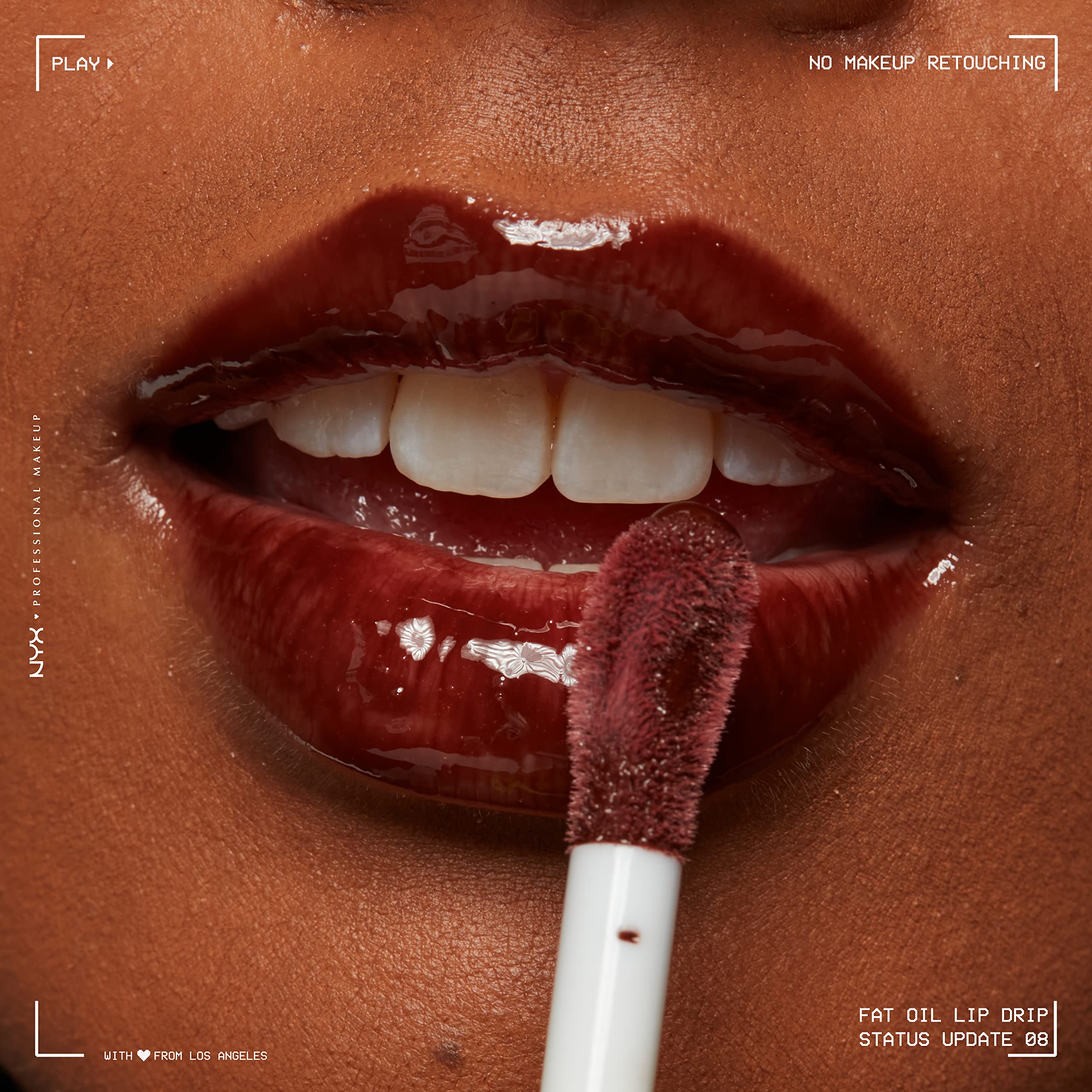 NYX PROFESSIONAL MAKEUP Fat Oil Lip Drip, Moisturizing, Shiny and Vegan Tinted Lip gloss - Status Update (Rich chocolate)