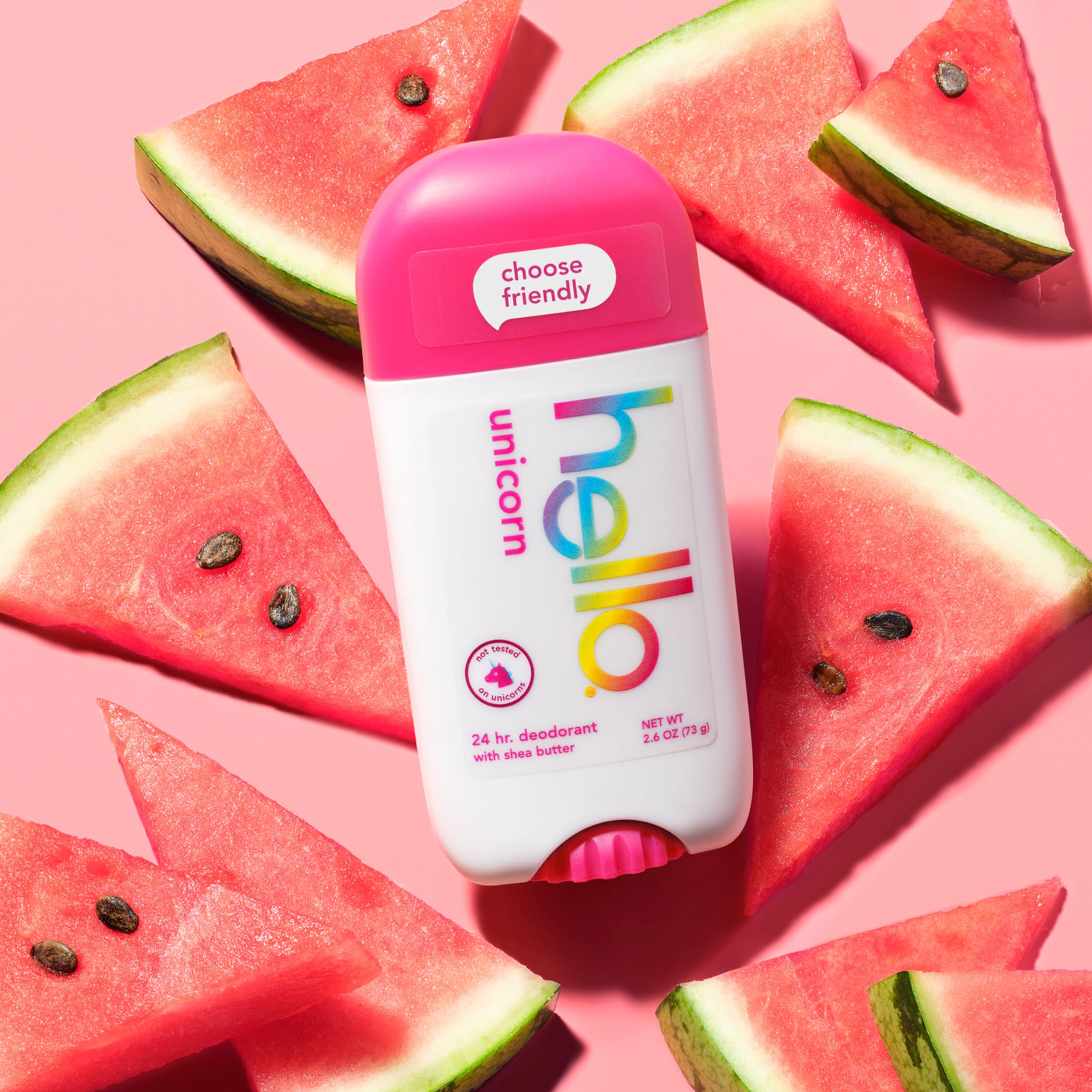 hello Unicorn Deodorant, 24 Hour Odor Protection, No Aluminum + No Baking Soda, Vegan & Parabens Free, 2.6 Oz