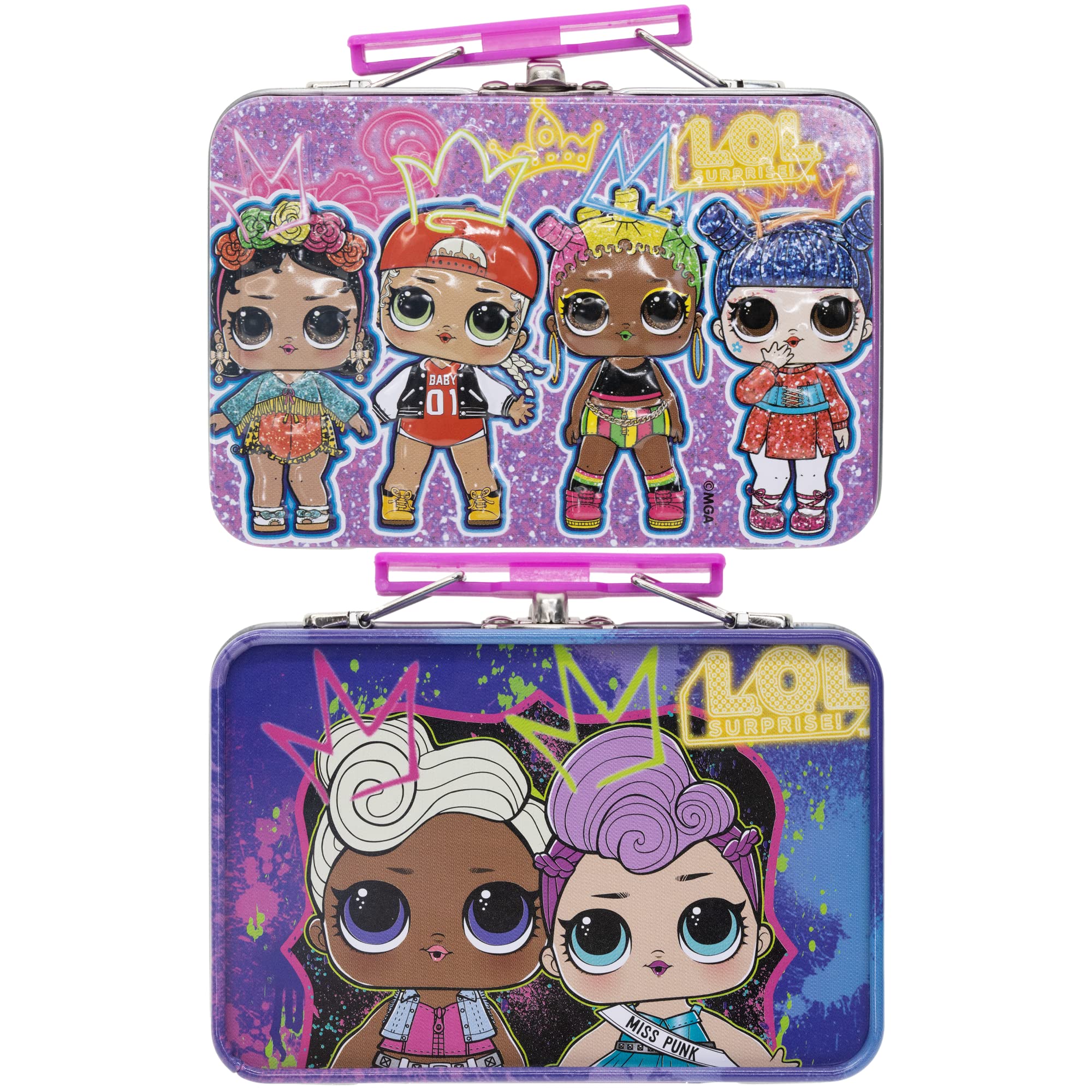 L.O.L Surprise! Townley Girl Plant-Based Flavoured 4 Pk All Over Roll-On Glitter with Tin Makeup Set for Kids and Girls, Ages 5+