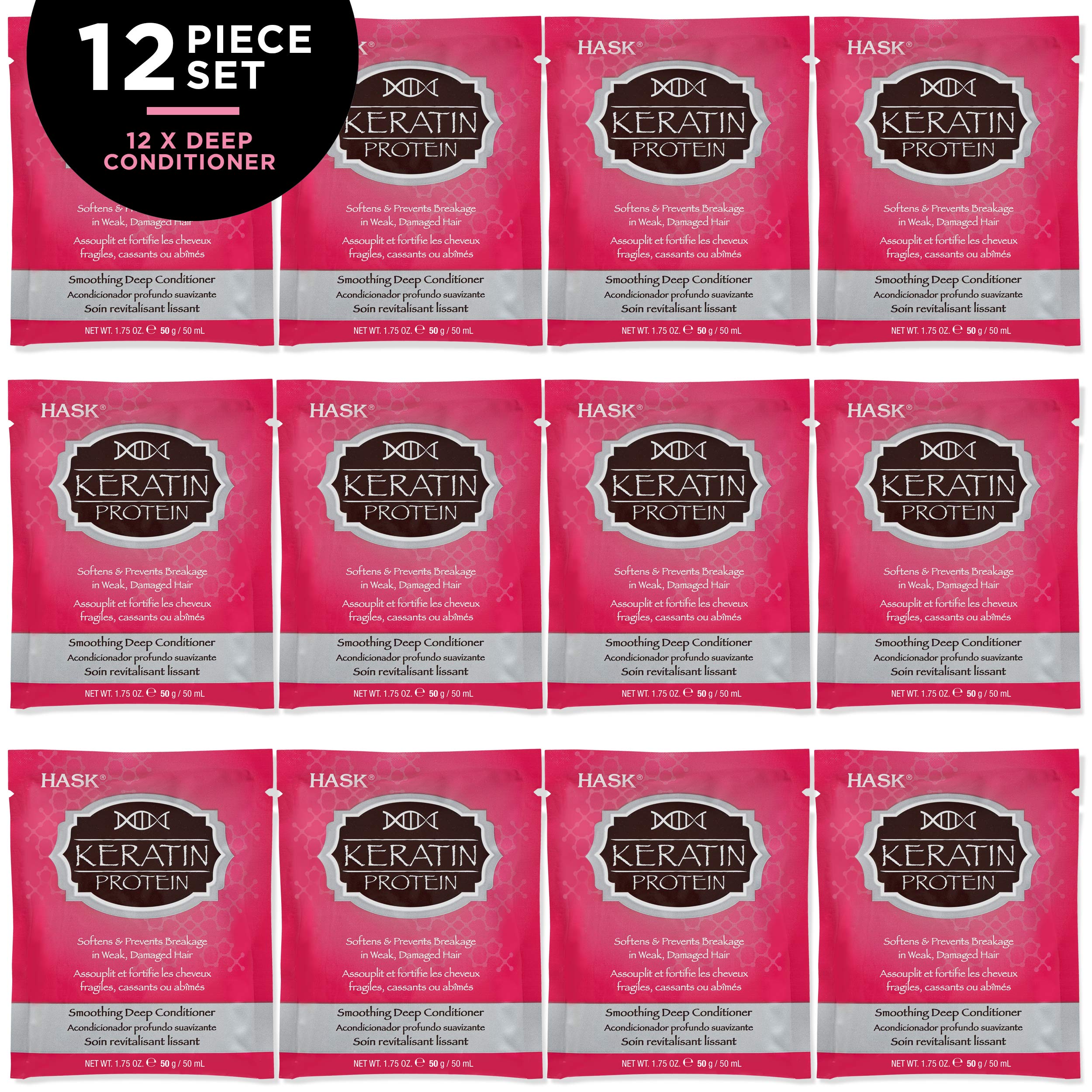 HASK Keratin Smoothing Deep Conditioner Treatments for all hair types, color safe, gluten-free, sulfate-free, paraben-free - Pac