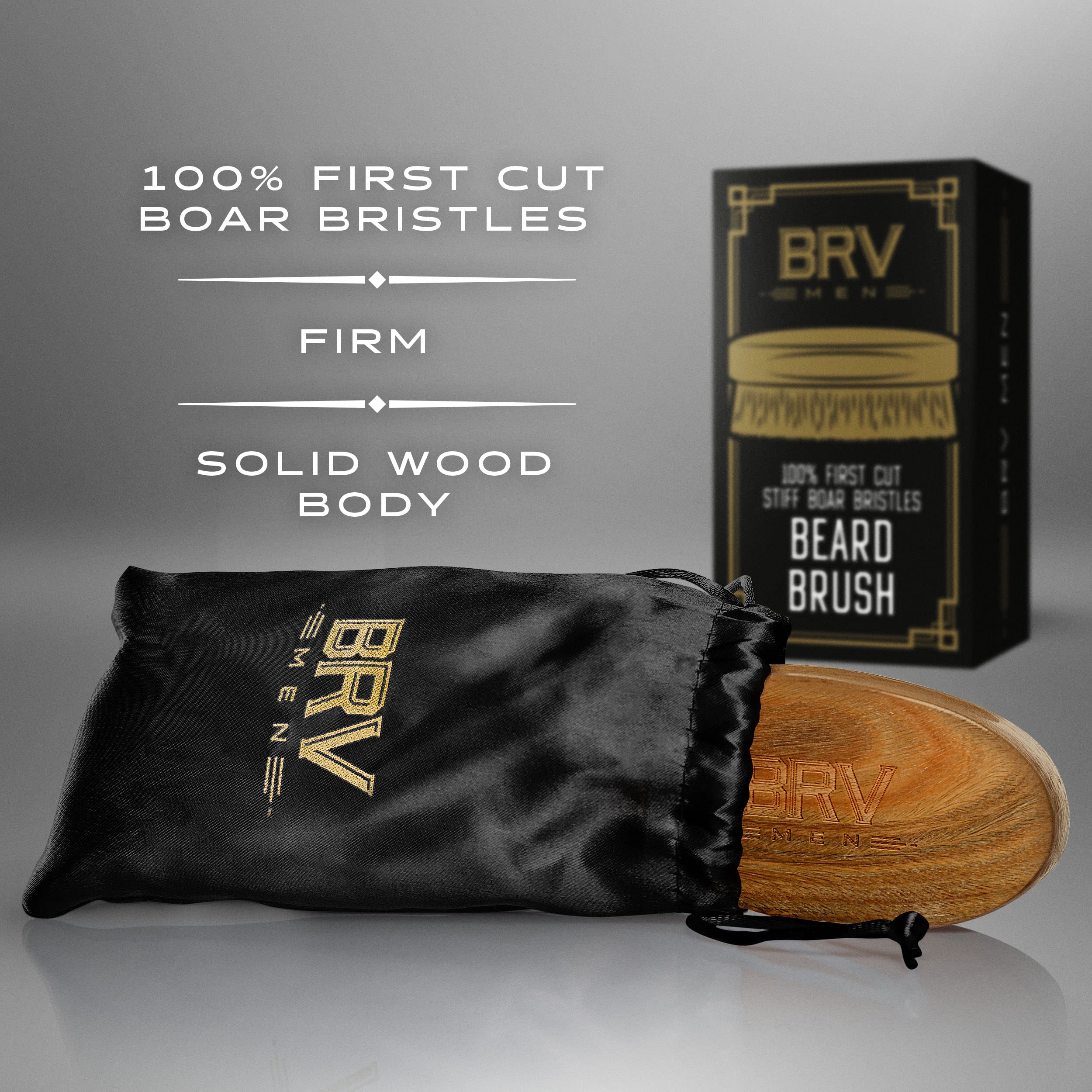 Brv Men Beard Brush | Firm Boar Bristles | First-Cut Boar Hair Bristles | The Ideal Gift For Men (Green Sandalwood)