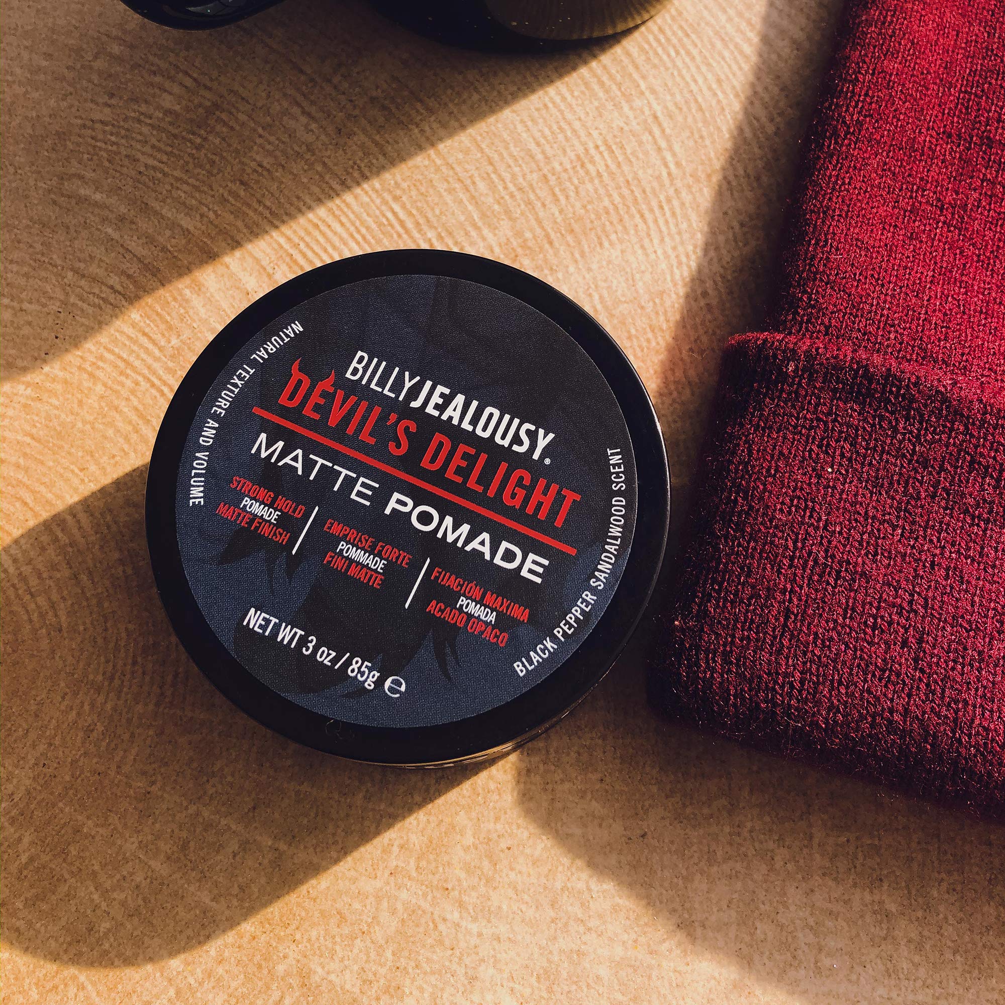 Billy Jealousy Devil's Delight Matte Pomade for Men Adds Volume and Definition, Strong Hold Water-Based Formula with Black Peppe