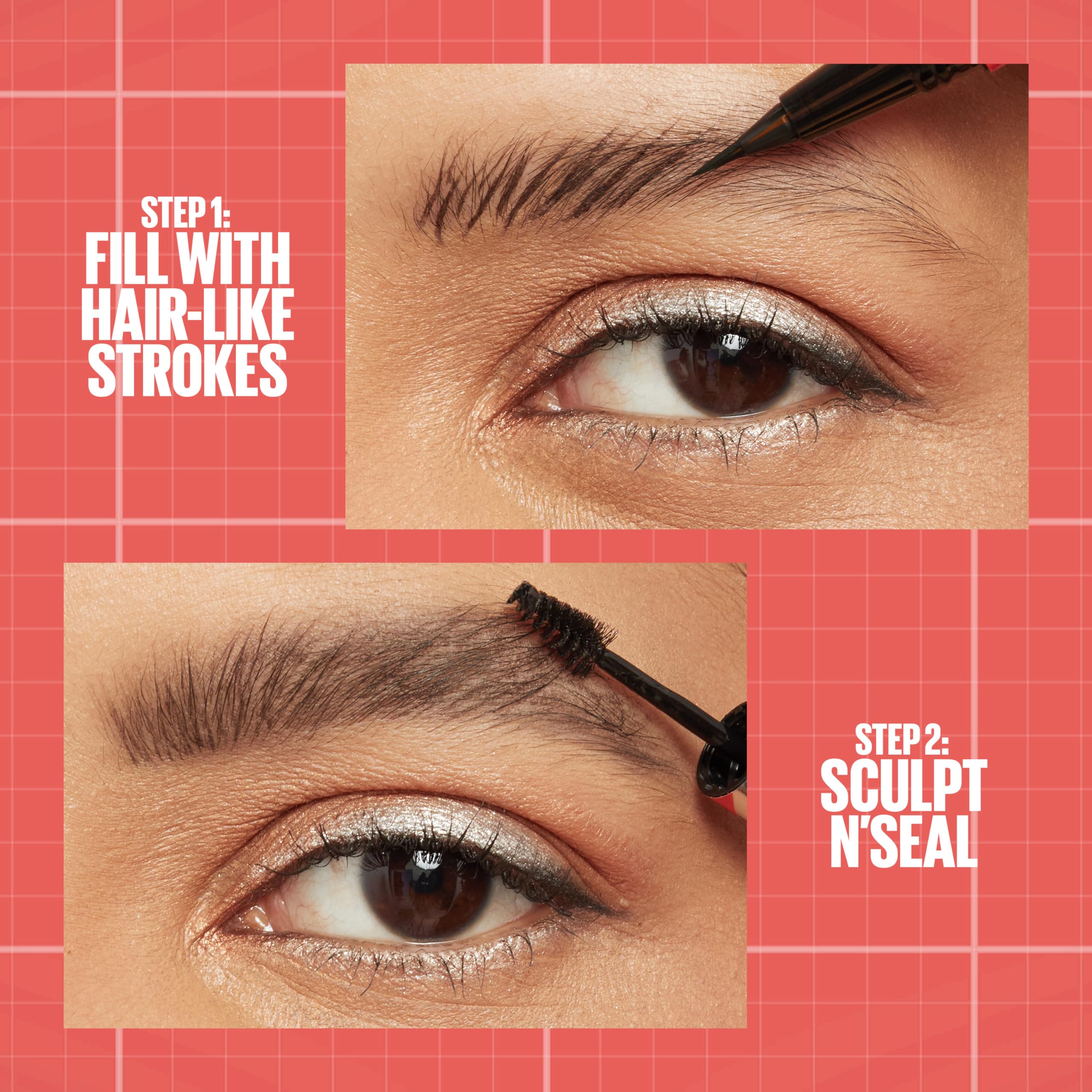 Maybelline Build-A-Brow 2-in-1 Brow Pen and Sealing Brow Gel, Eyebrow Makeup for Real-Looking, Fuller Eyebrows, Soft Brown, 1 Co