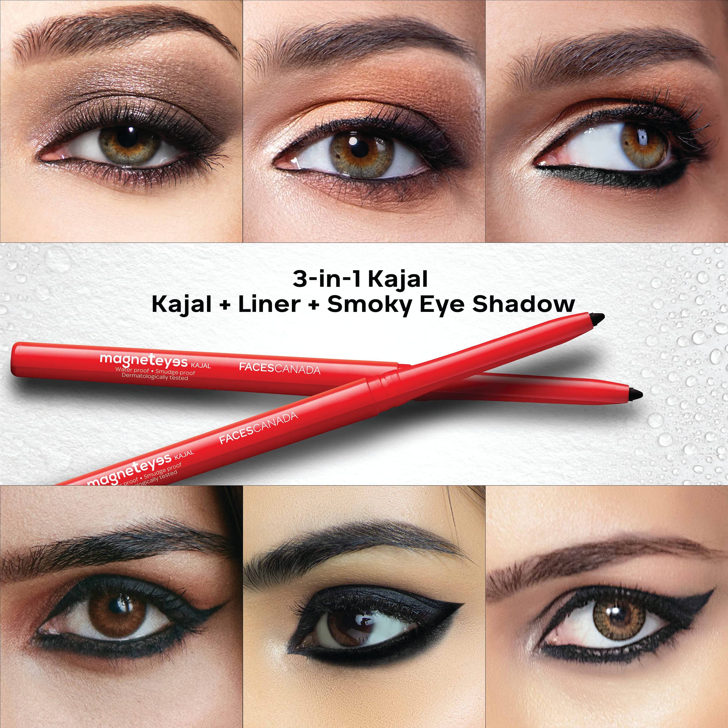 Facescanada Magneteyes Kajal - Black, 0.35G | 24 Hr Long Stay | One Stroke Smooth Glide | Waterproof, Smudgeproof & Fadeproof |