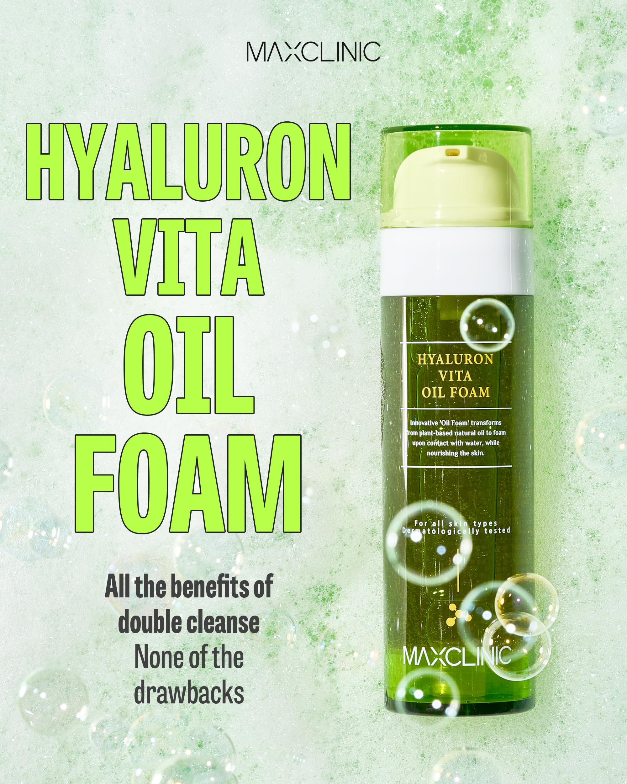 Maxclinic [K-Beauty] Hyaluron Vita Cleansing Oil Foam | Daily Face Wash Oil Based Cleanser To Foam | Korean Foaming Oil Face Cle