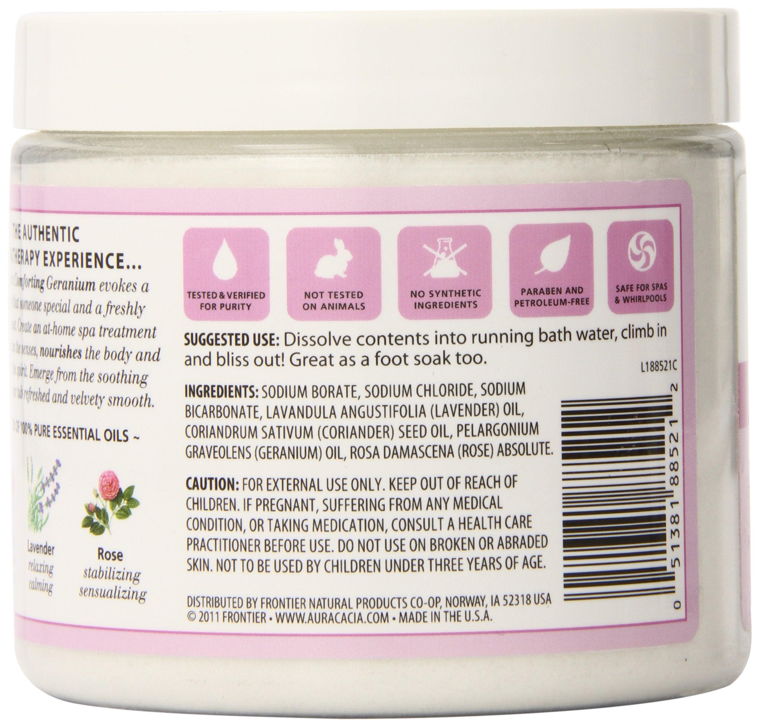 Aura Cacia Aromatherapy Mineral Bath, Comforting Geranium, 16 ounce jar