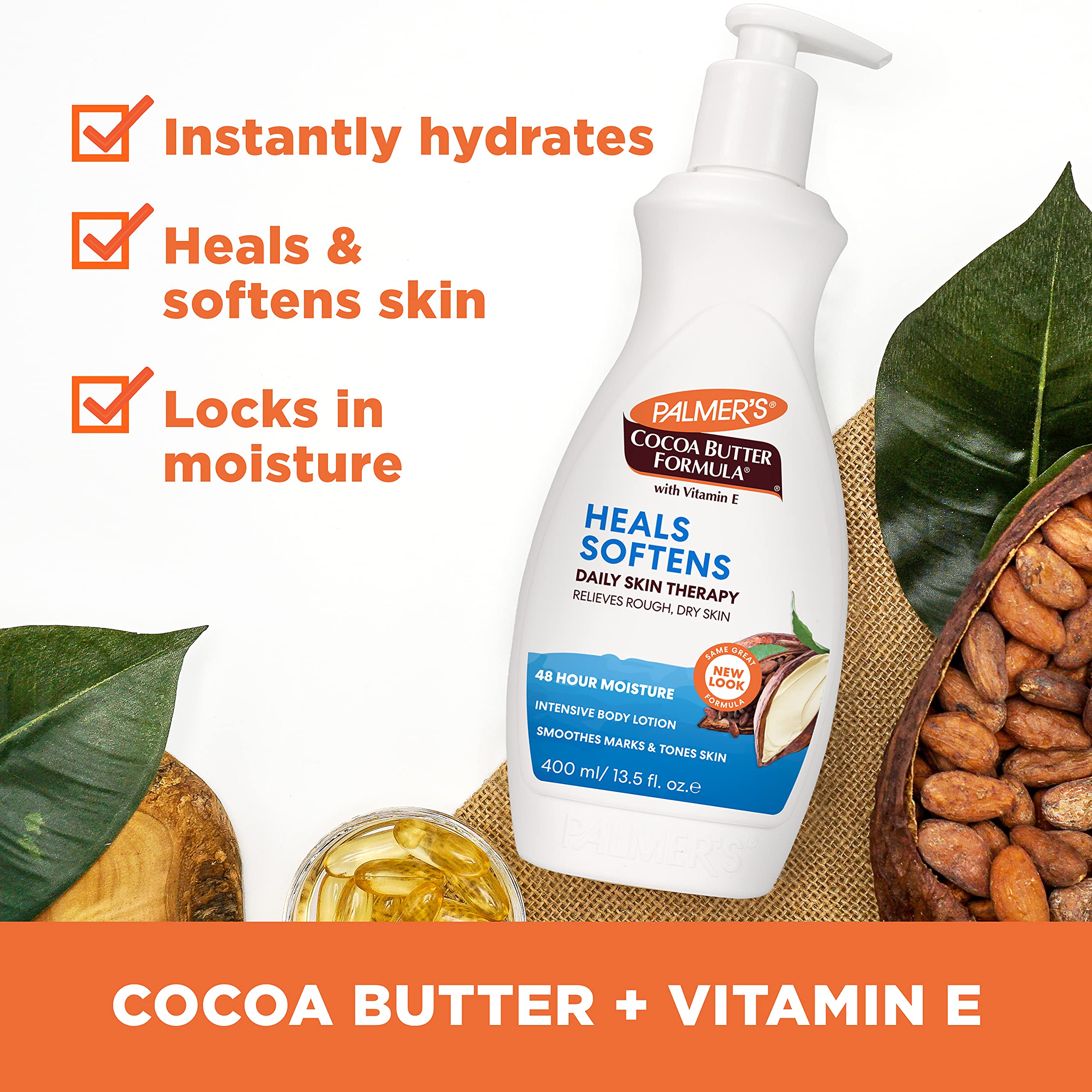 Palmer'S Cocoa Butter Formula Daily Skin Therapy Cocoa Butter Body Lotion For Dry Skin, Hand & Body Conditioner, Pump Bottle,13.