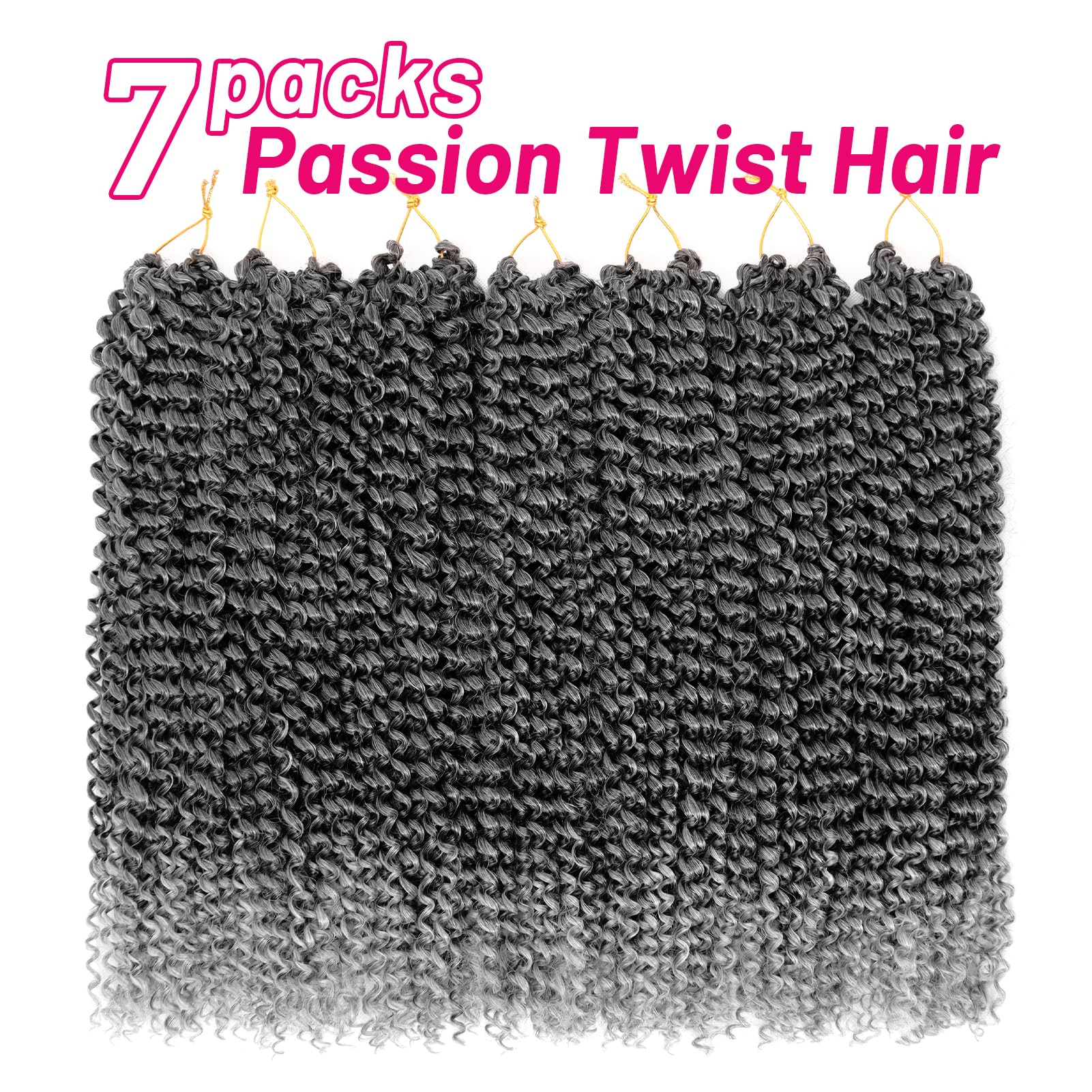 Dorsanee Ombre Gray Passion Twist Hair 18 Inch 7 Packs Water Wave Crochet Hair Long Bohemian Curly Braiding Hair For Butterfly L