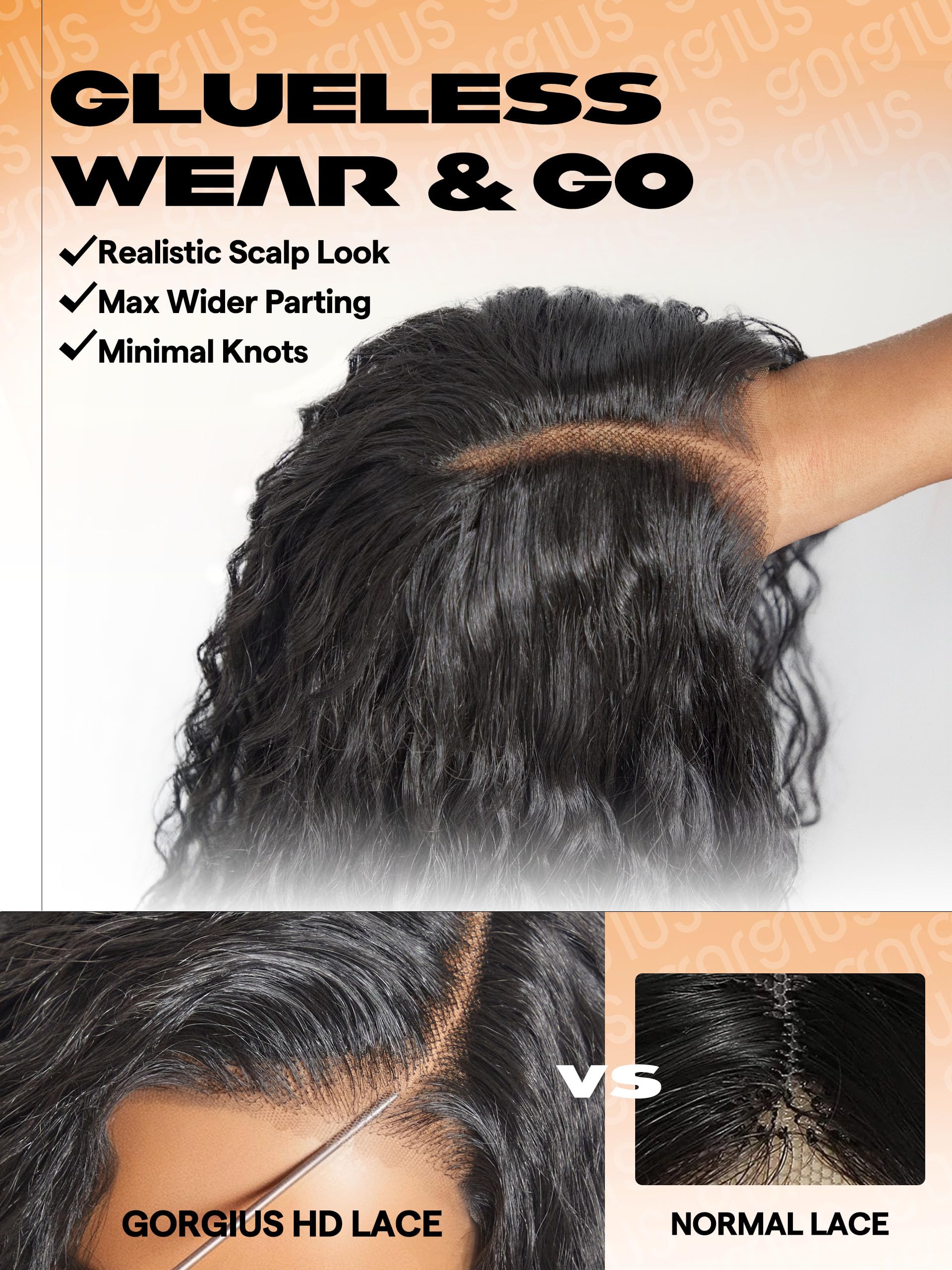 Gorgius Glueless Water Wave Lace Front Wig Bohemian Synthetic Curly Wig Pre Cut Side Part Closure Wig With Natural Hairline 28 I