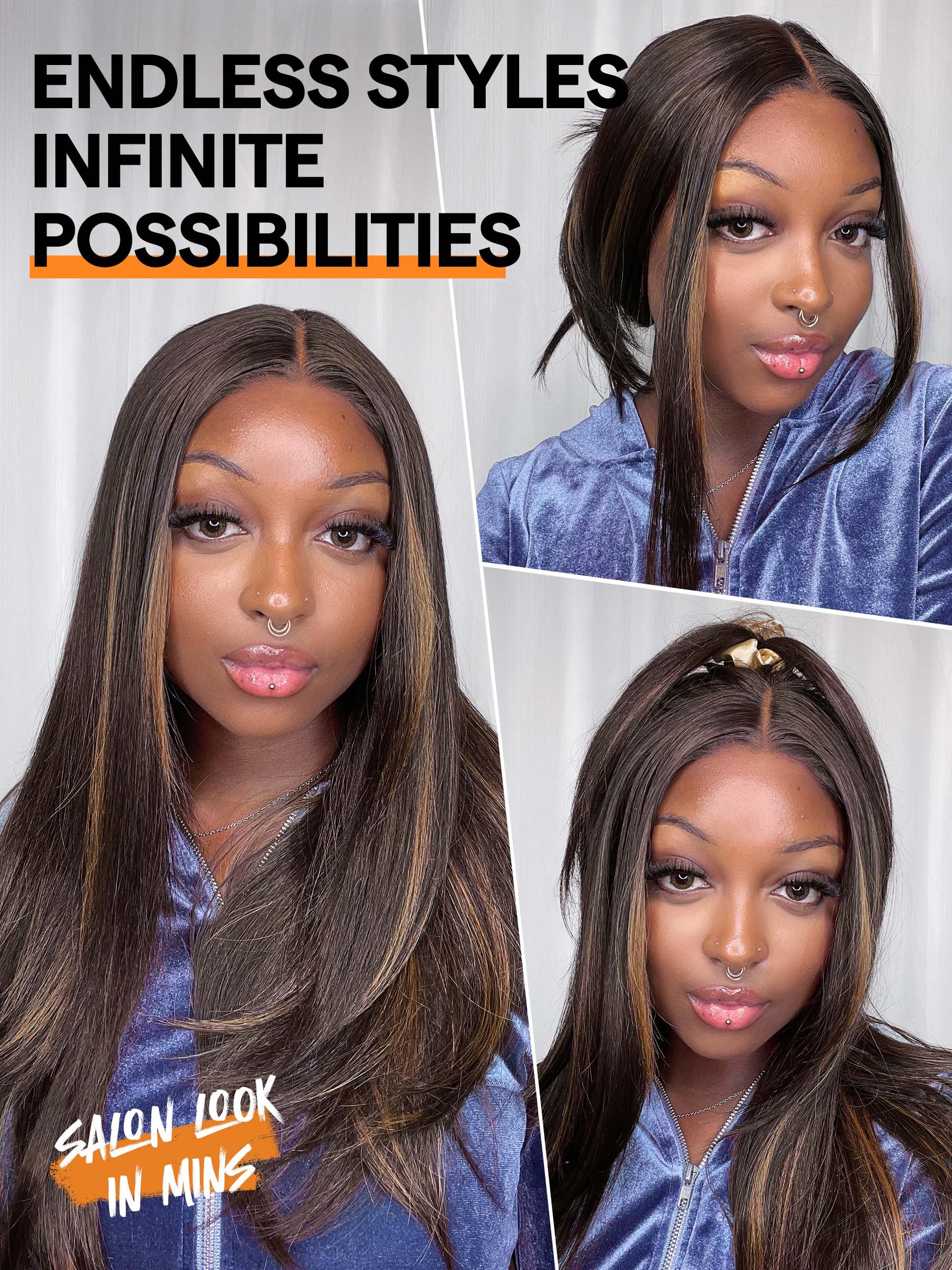 Gorgius Highlight Black Straight Wigs Glueless Black Mixed Brown Wig 20 Inch Put On Go Wigs Crafted With Style-Archive Technolog
