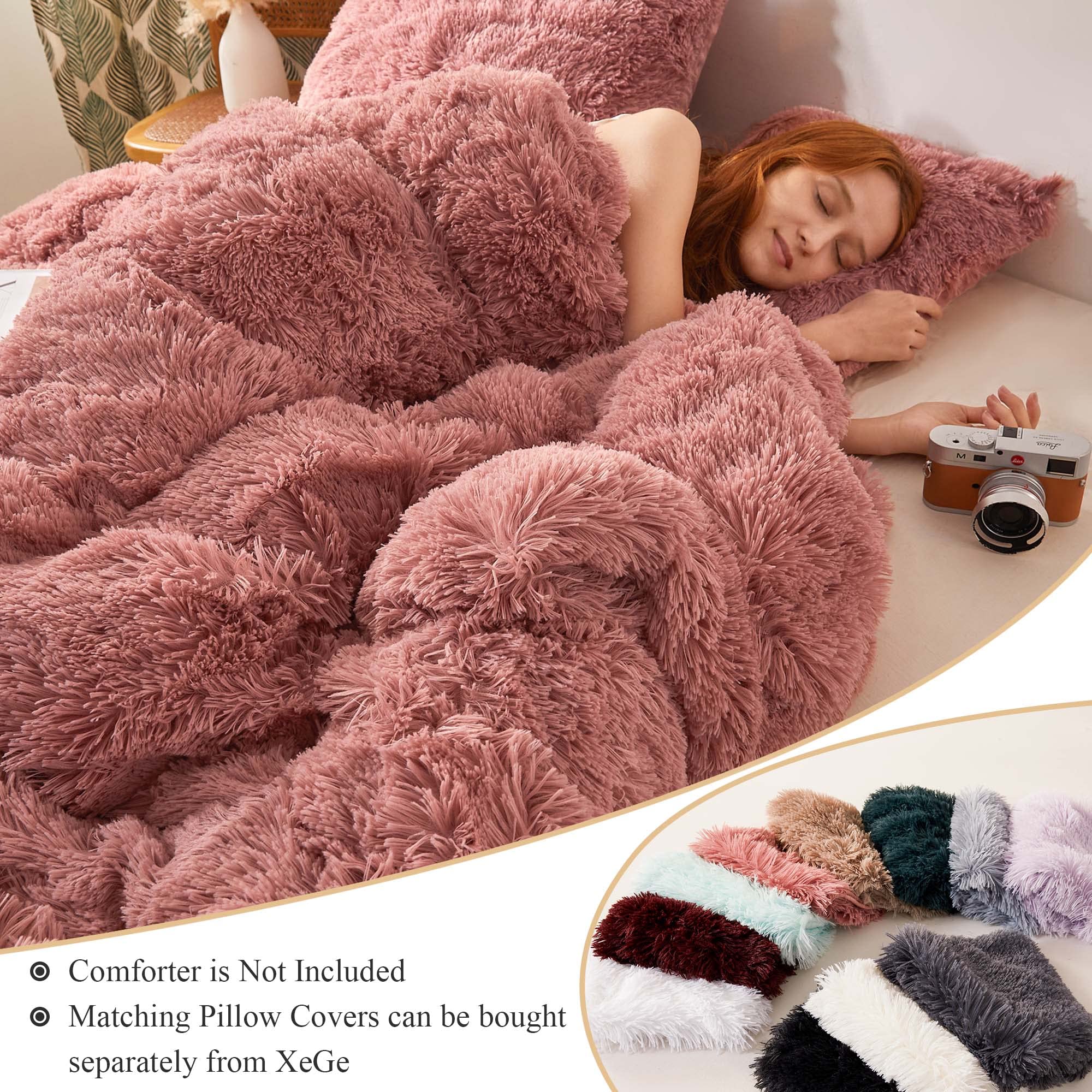Xege Plush Shaggy Duvet cover, Luxury Ultra Soft crystal Velvet Fuzzy Bedding 1Pc, Fluffy Furry comforter cover for Bedroom Home