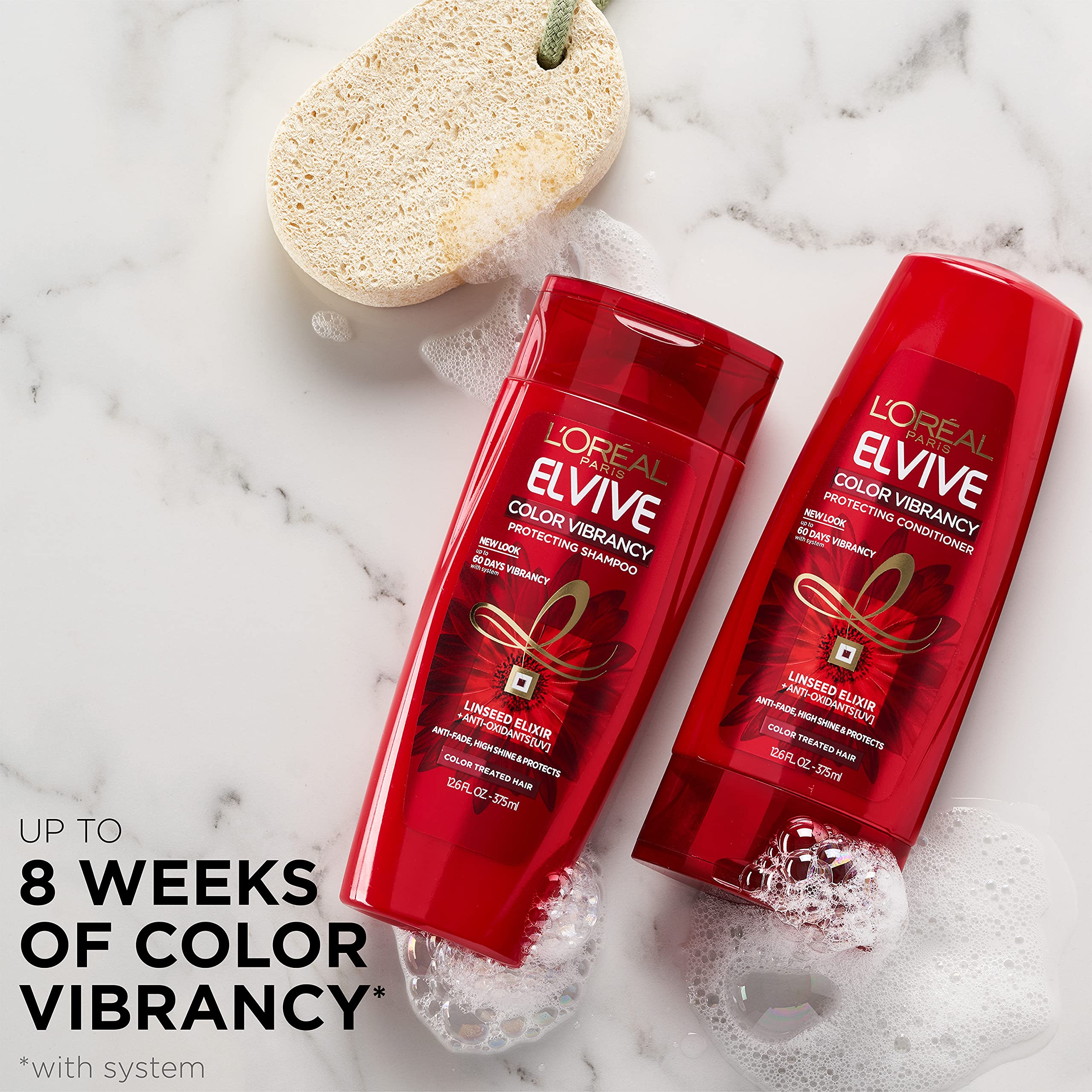 L'Oreal Paris Elvive Color Vibrancy Protecting Shampoo, for Color Treated Hair, Shampoo with Linseed Elixir and Anti-Oxidants, f