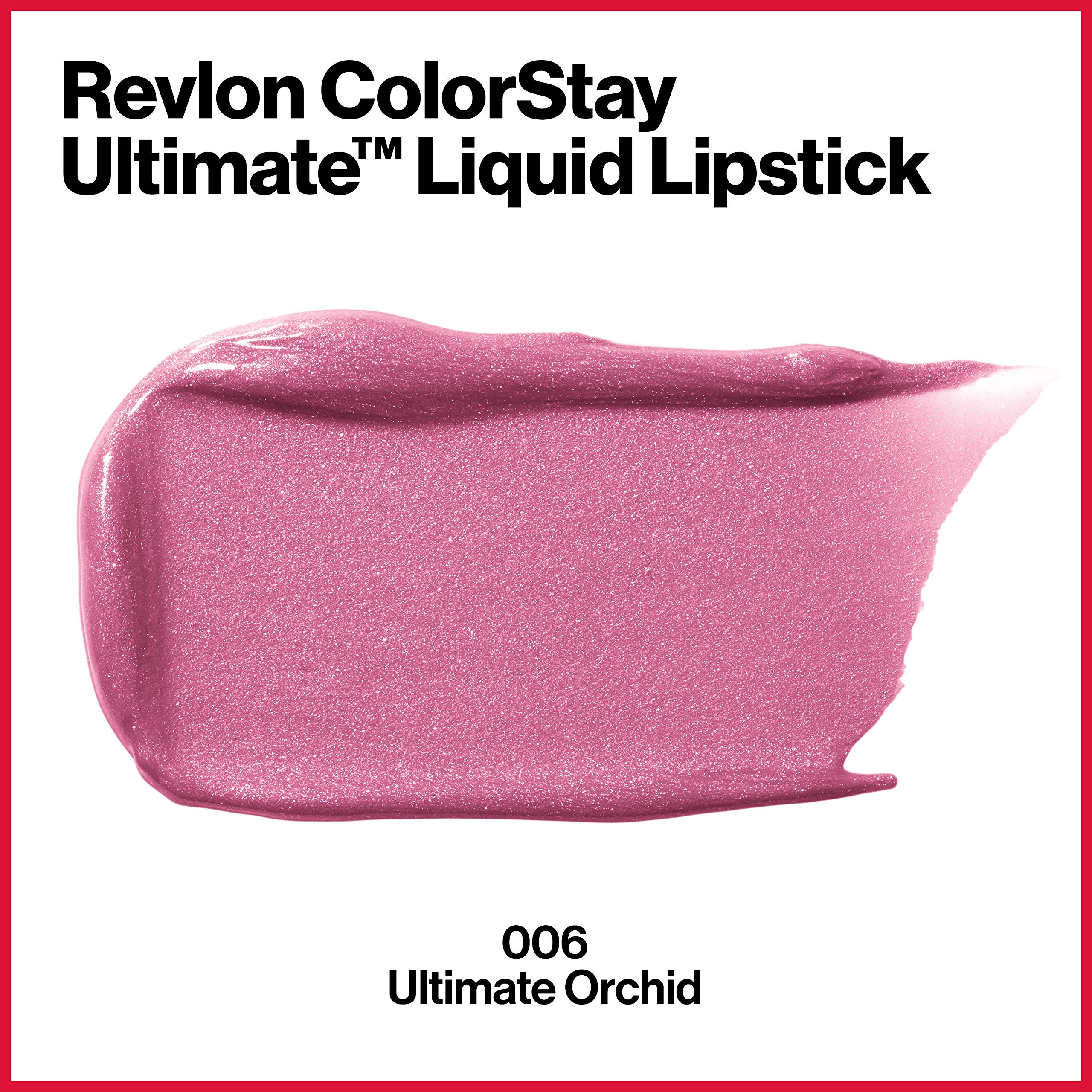 Revlon Colorstay Ultimate Liquid Lipstick, Satin-Finish Longwear Full Coverage Lip Color, Ultimate Orchid (006), 0.07 Oz
